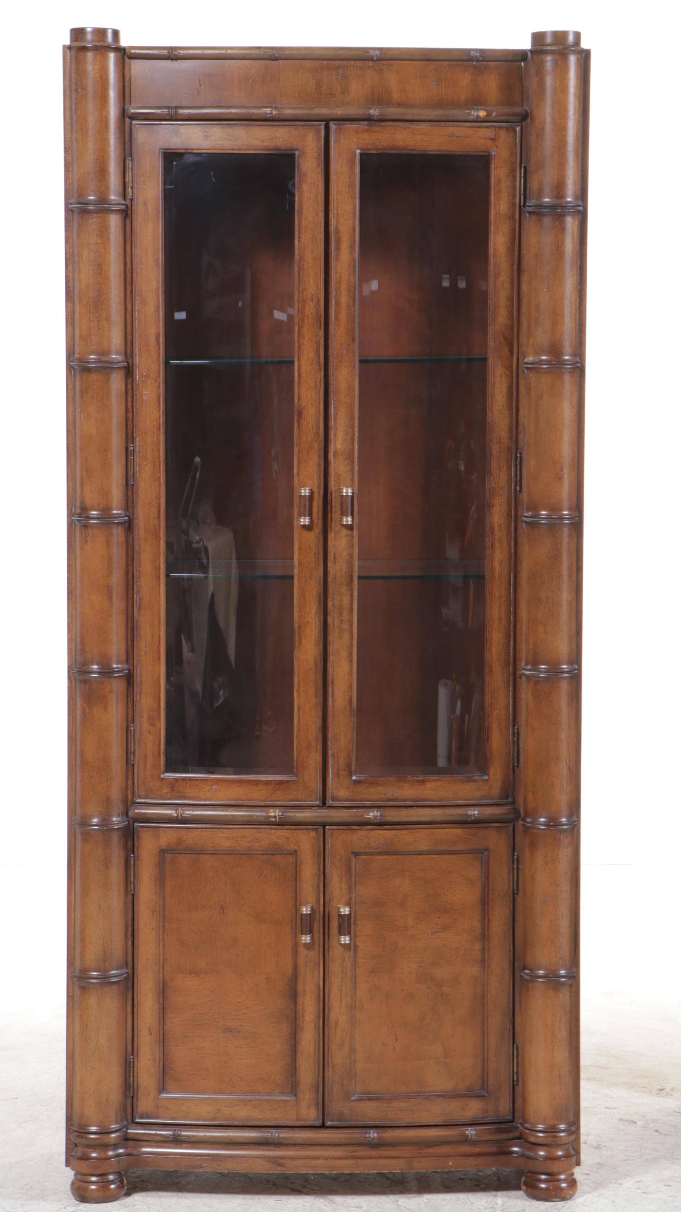 "Sausalito" Faux-Bamboo Bowfront Display Cabinet