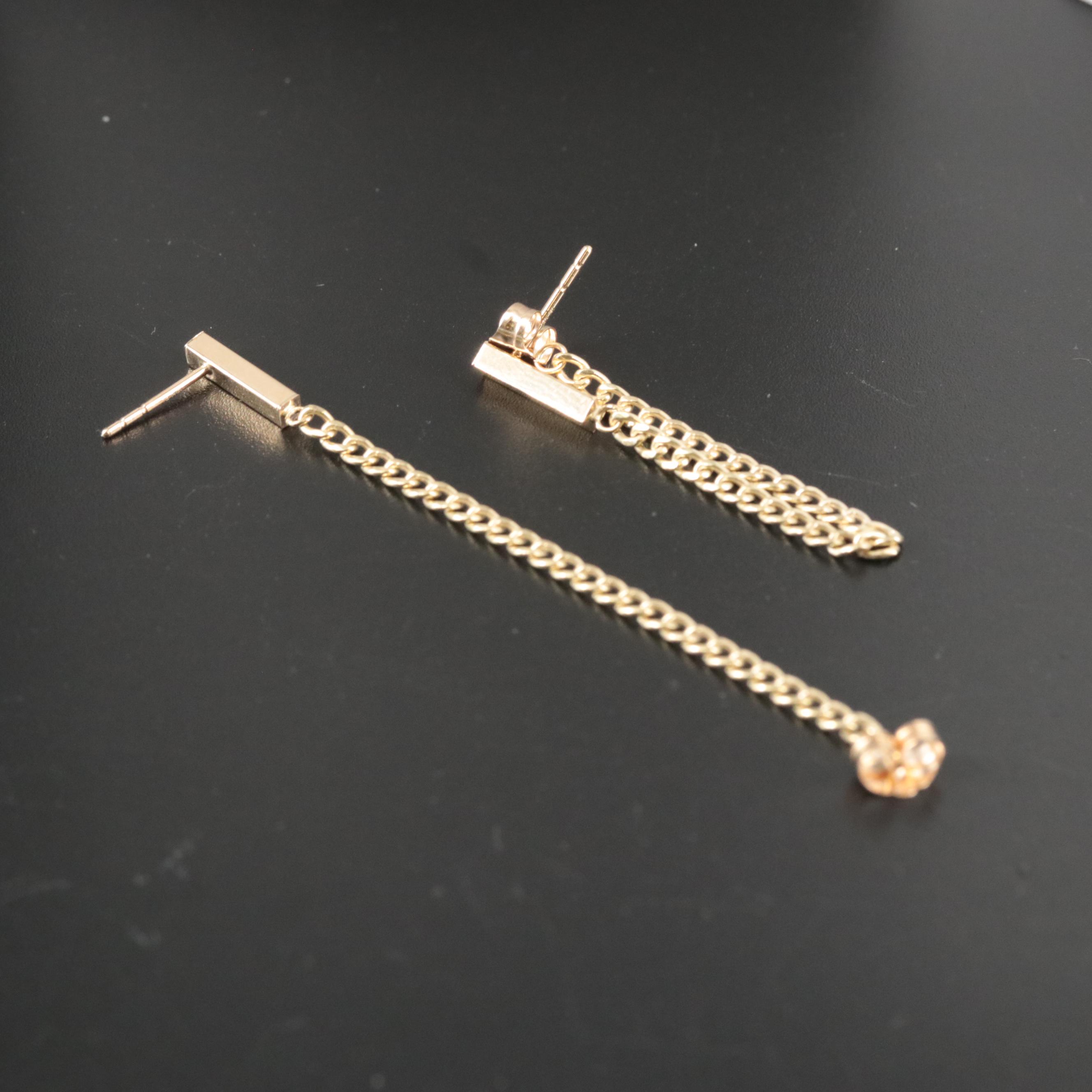 14K Dangle Chain Hoop