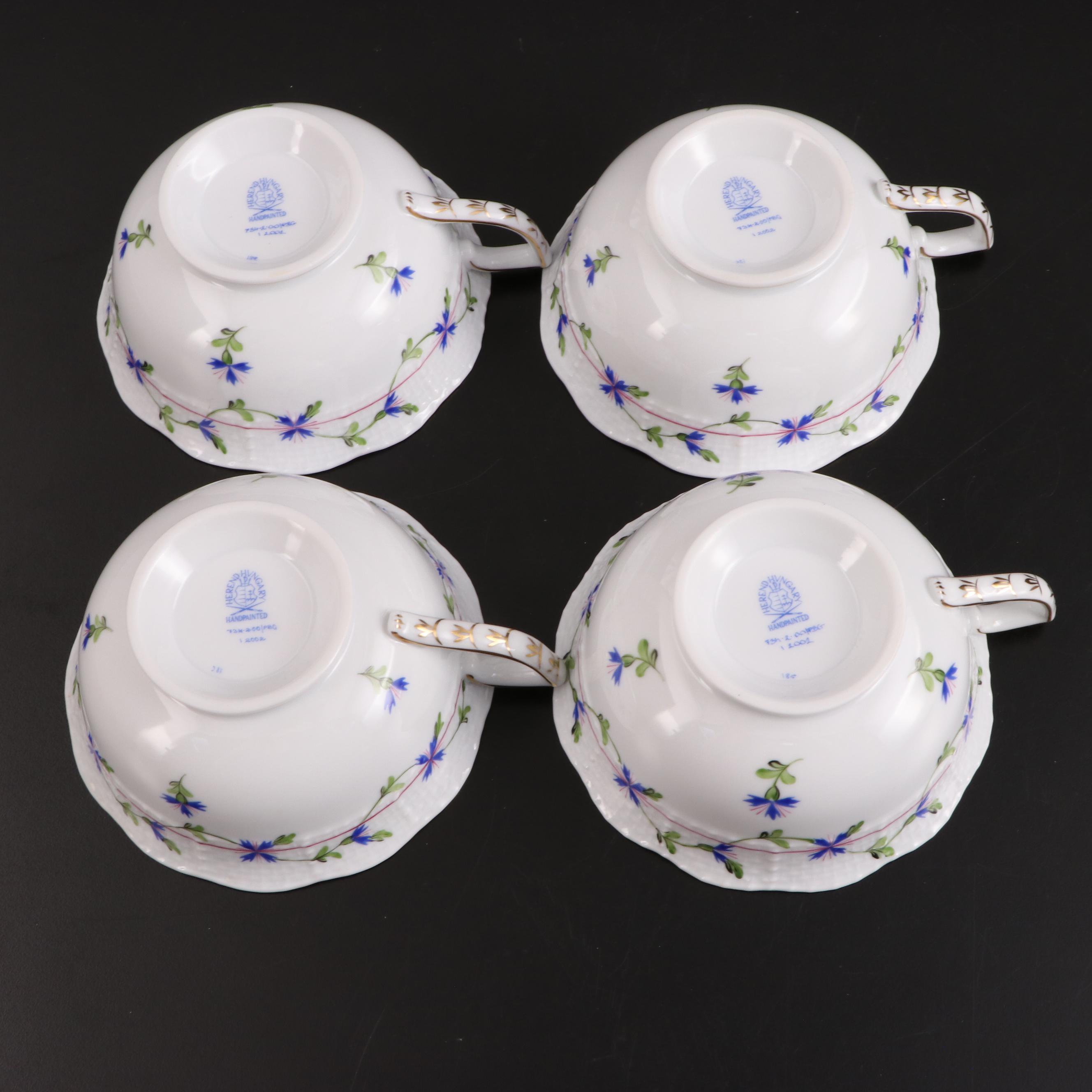 Herend of Hungary "Blue Garland" Hand-Painted Porcelain Tea Set