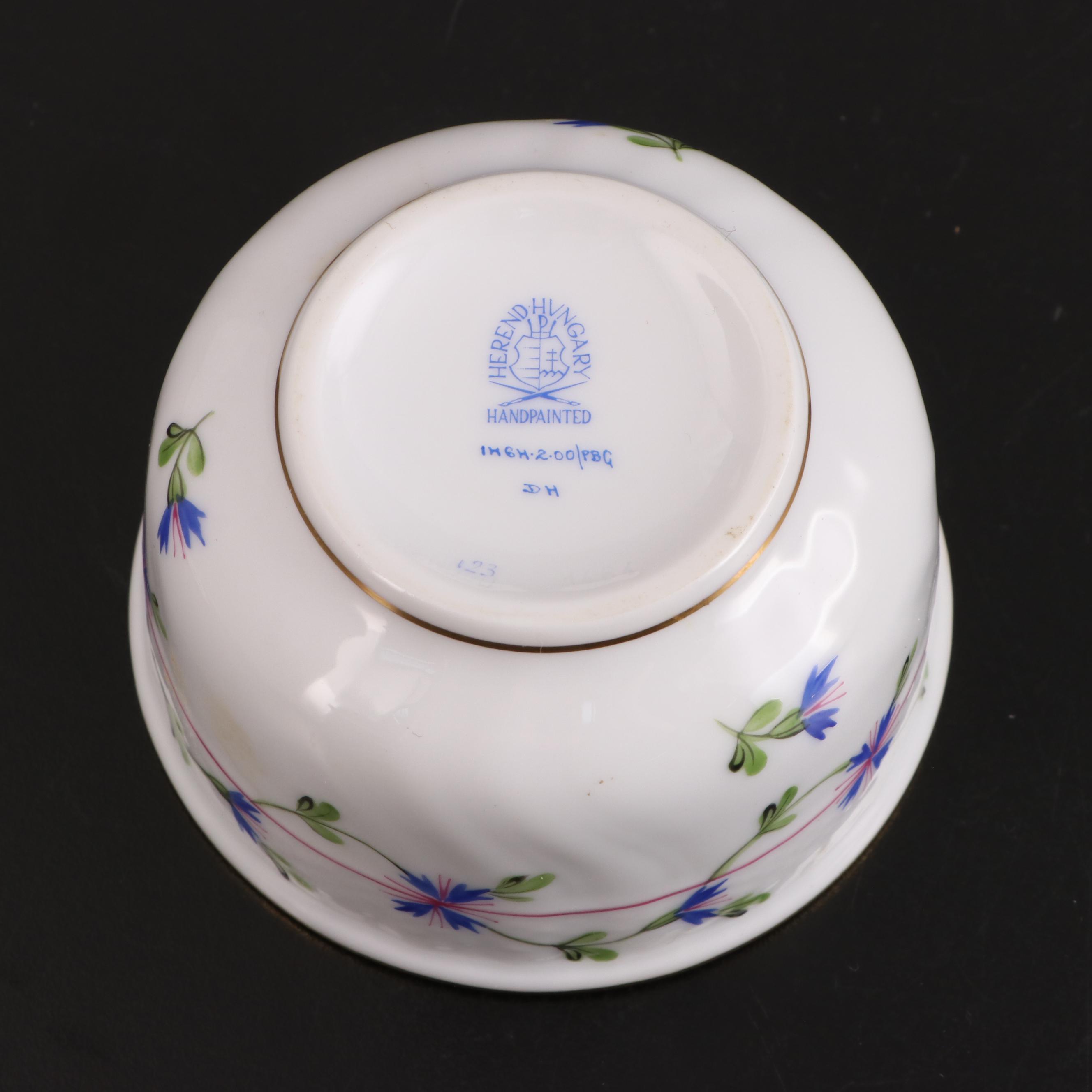 Herend of Hungary "Blue Garland" Hand-Painted Porcelain Tea Set