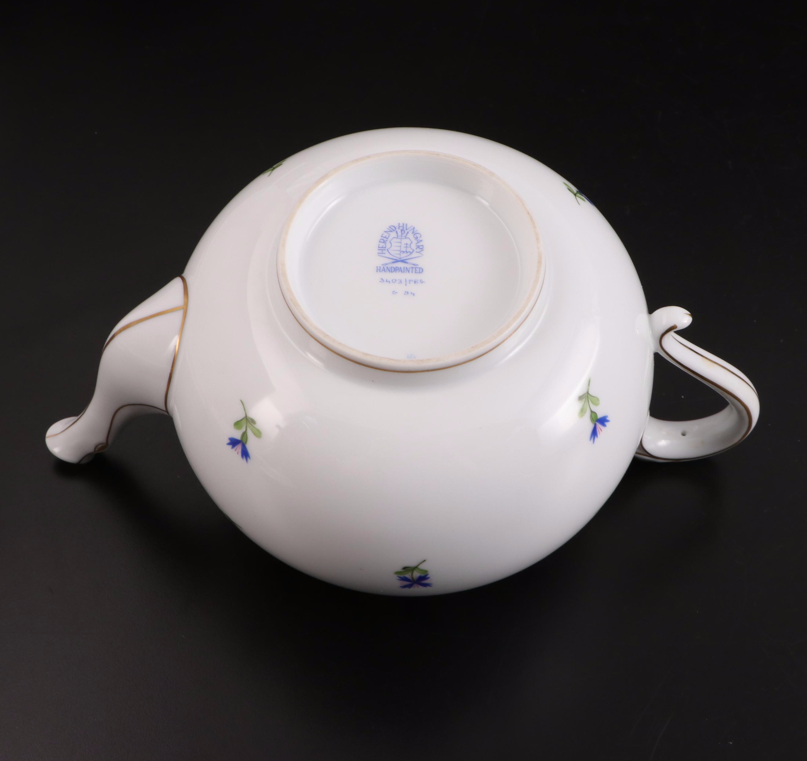 Herend of Hungary "Blue Garland" Hand-Painted Porcelain Tea Set