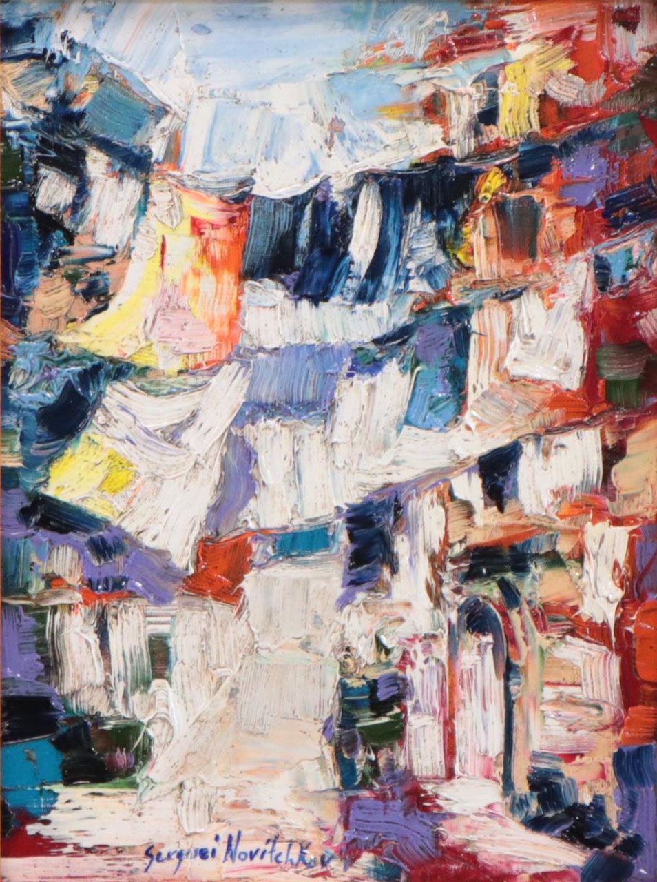 Serguei Novitchkov Oil Painting "Laundry Drying, Italy," 2022