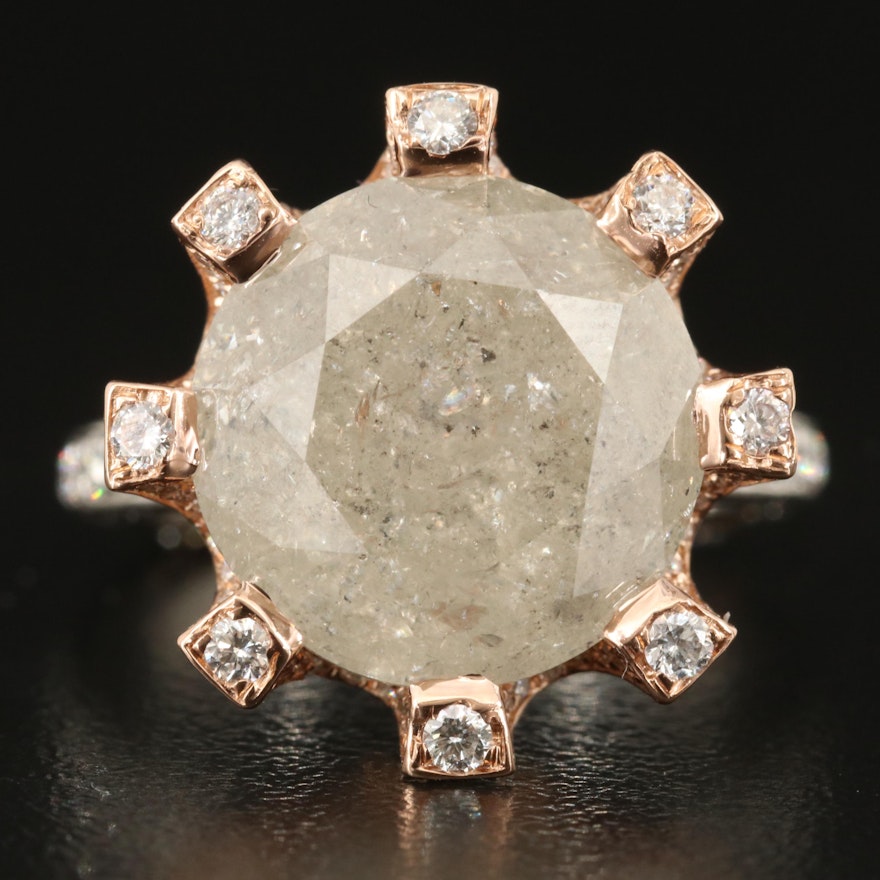 Platinum and 18K Rose Gold 11.38 CTW Diamond Ring with GIA Report