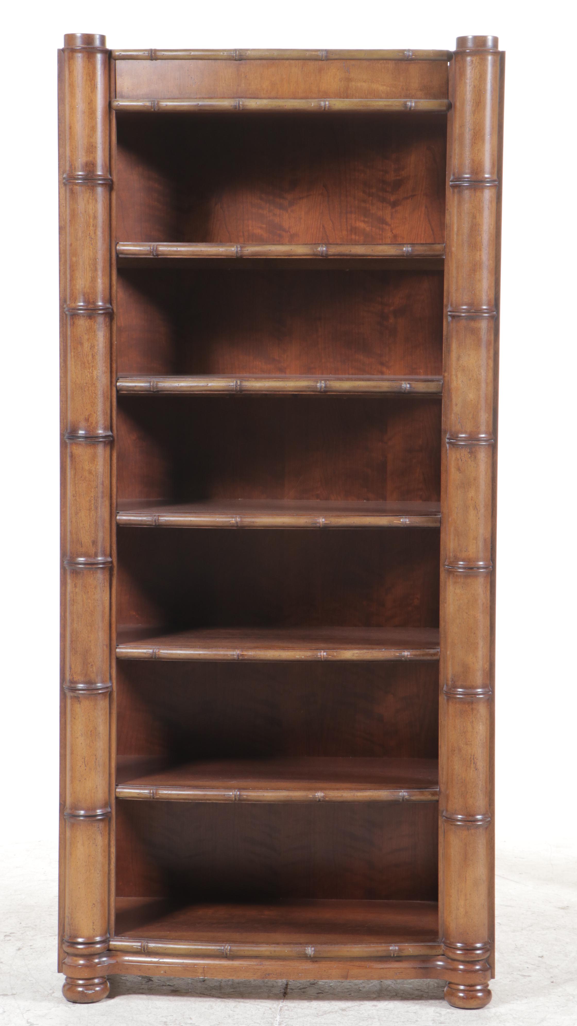 "Sausalito" Faux-Bamboo Six-Tier Bowfront Shelving Unit