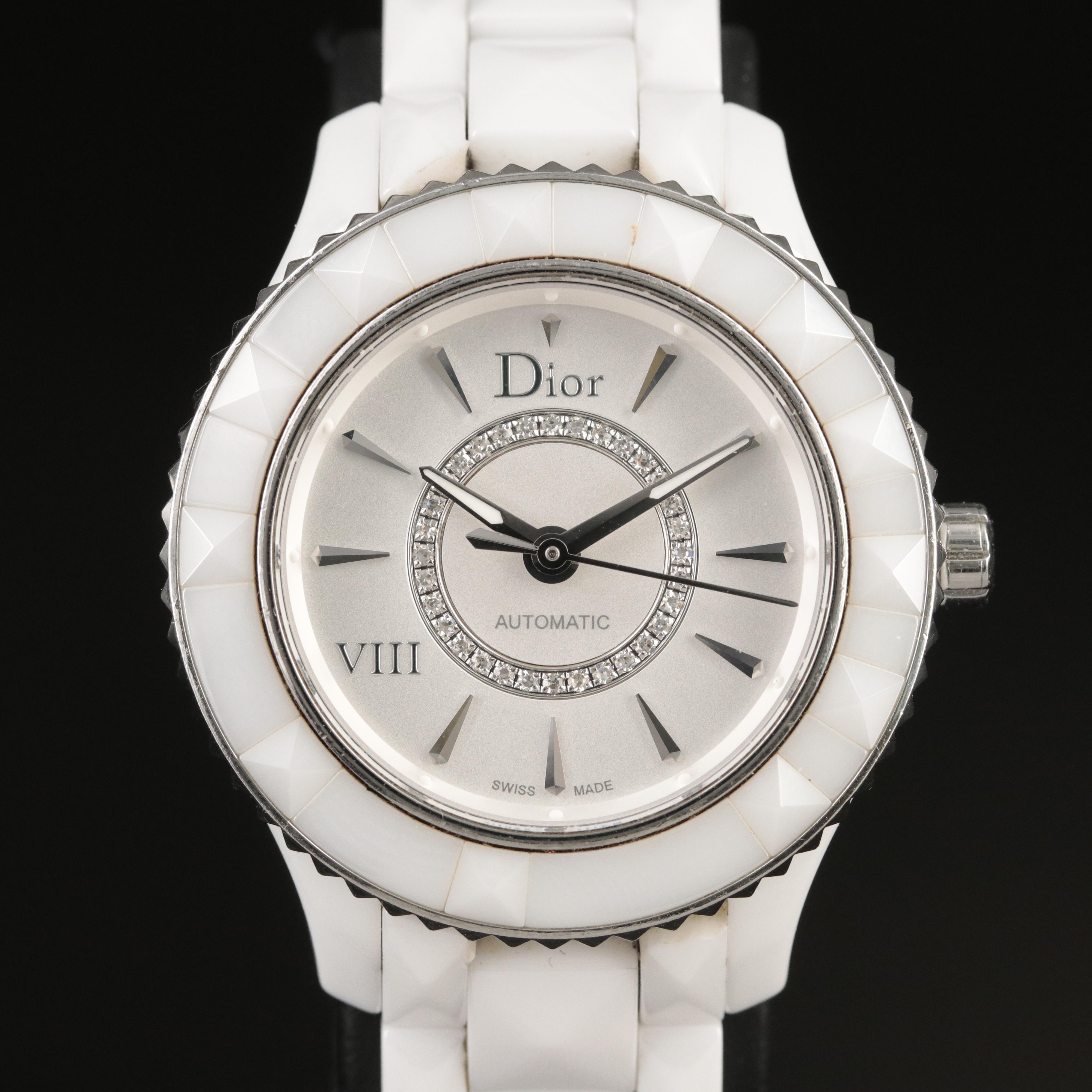 Christian Dior Ceramic and Diamond Watch