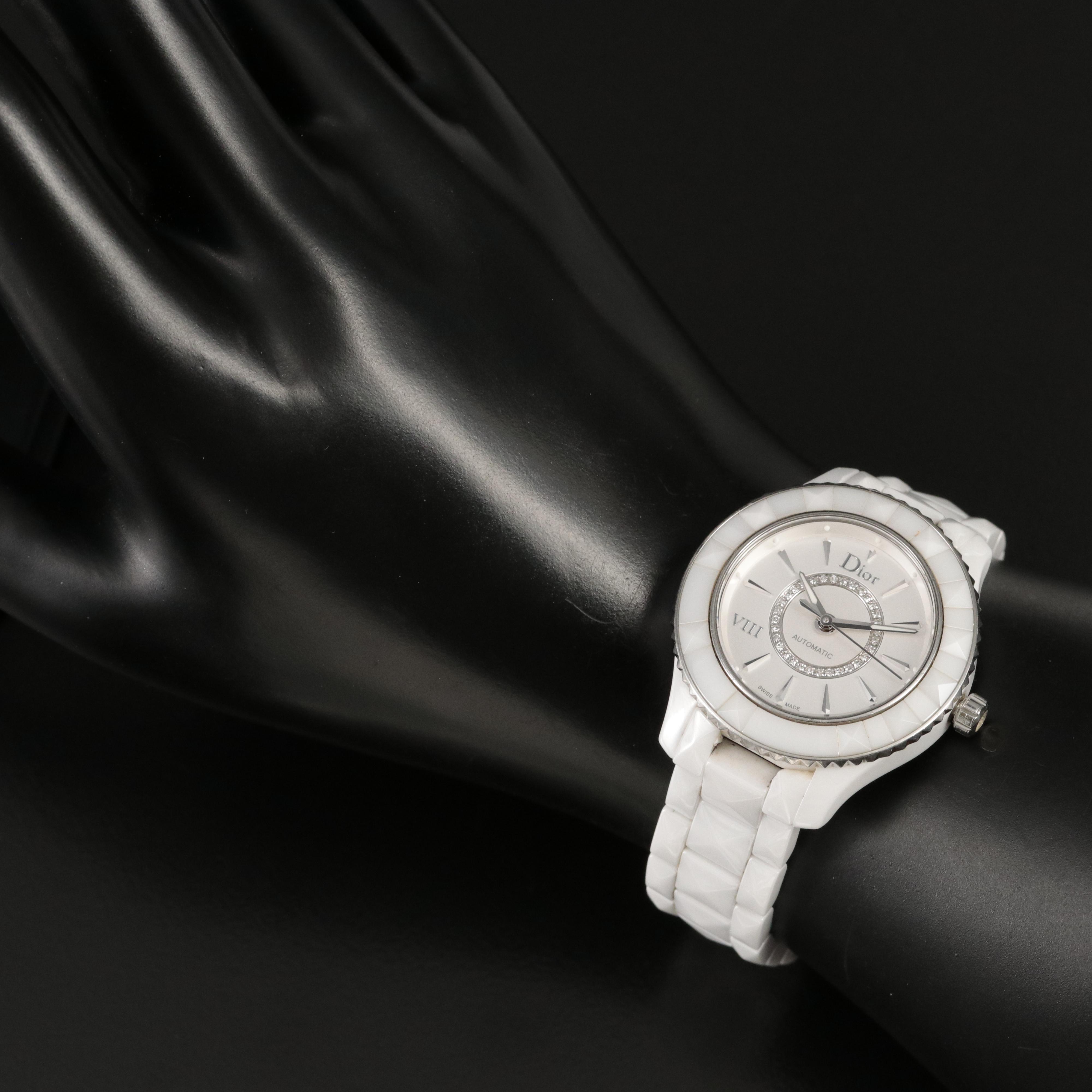 Christian Dior Ceramic and Diamond Watch