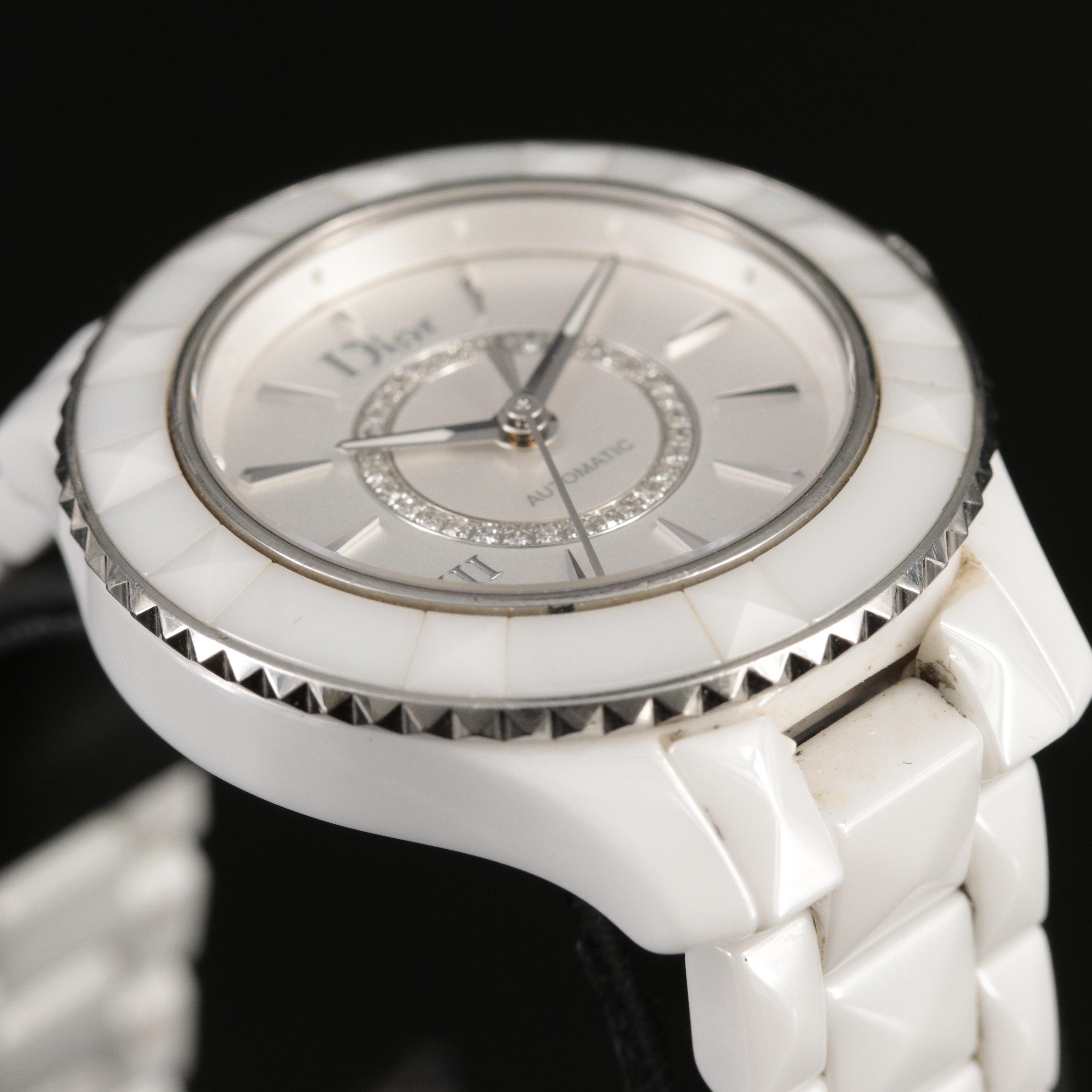 Christian Dior Ceramic and Diamond Watch