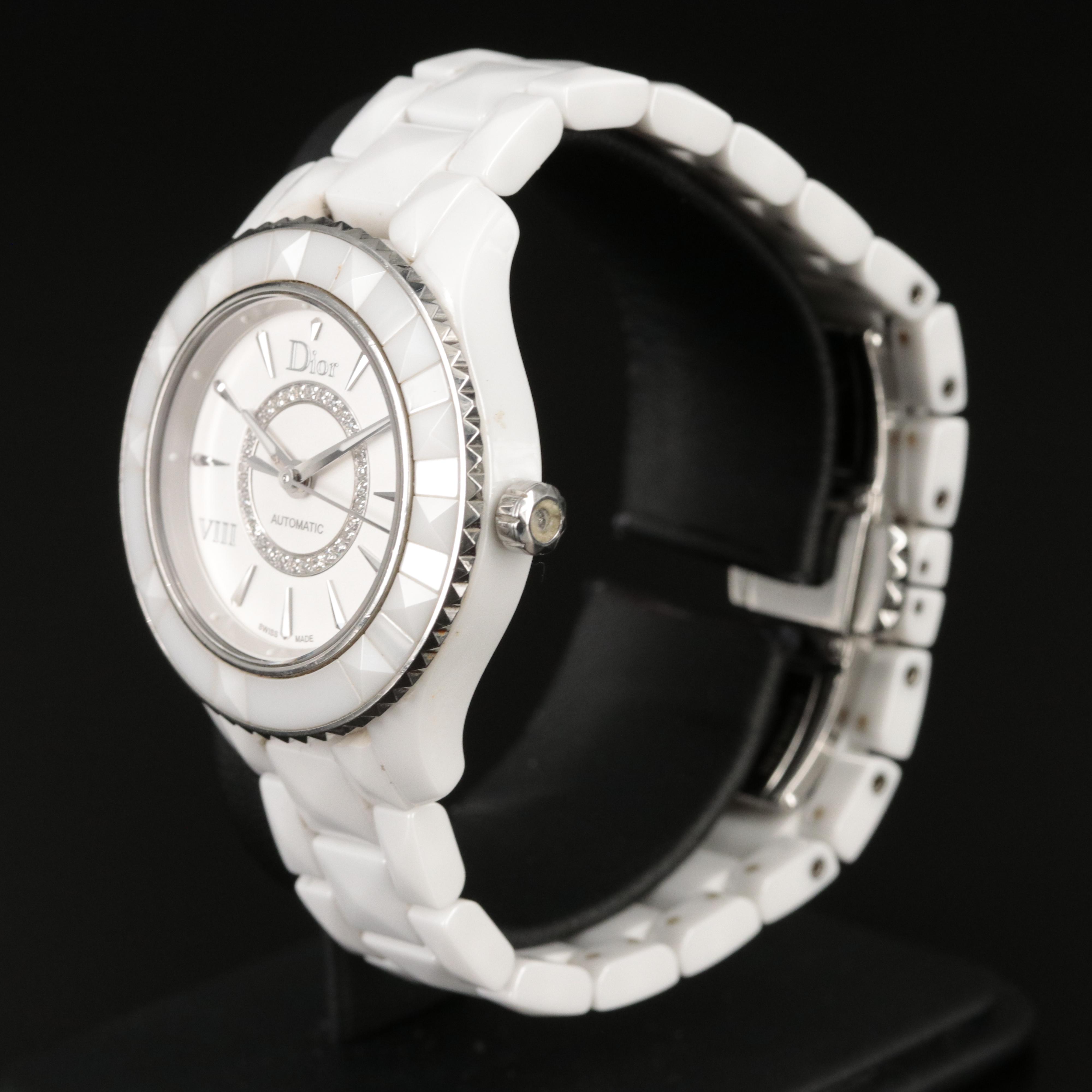 Christian Dior Ceramic and Diamond Watch