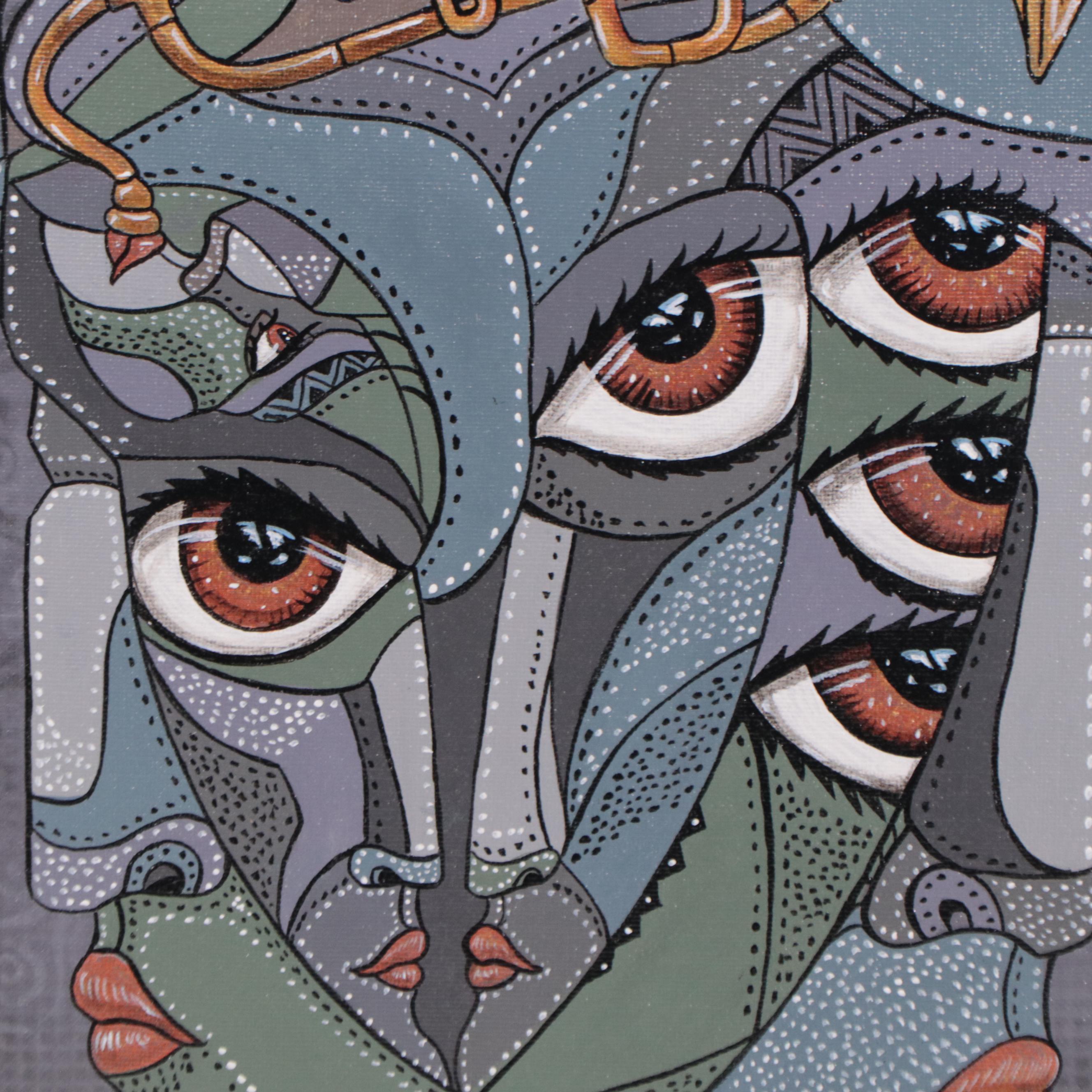 Ricardo Maya Portrait Acrylic Painting, 21st Century