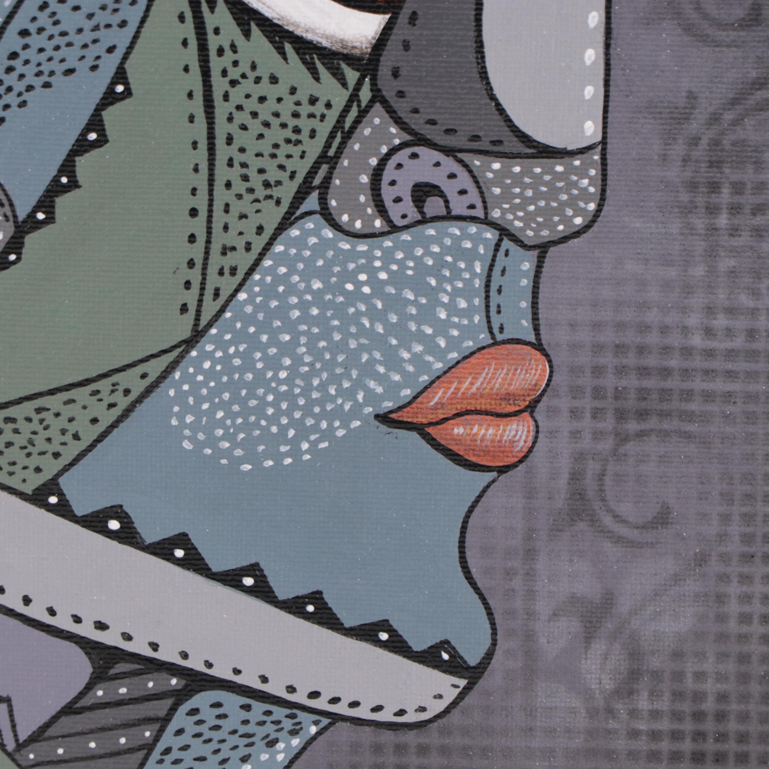 Ricardo Maya Portrait Acrylic Painting, 21st Century