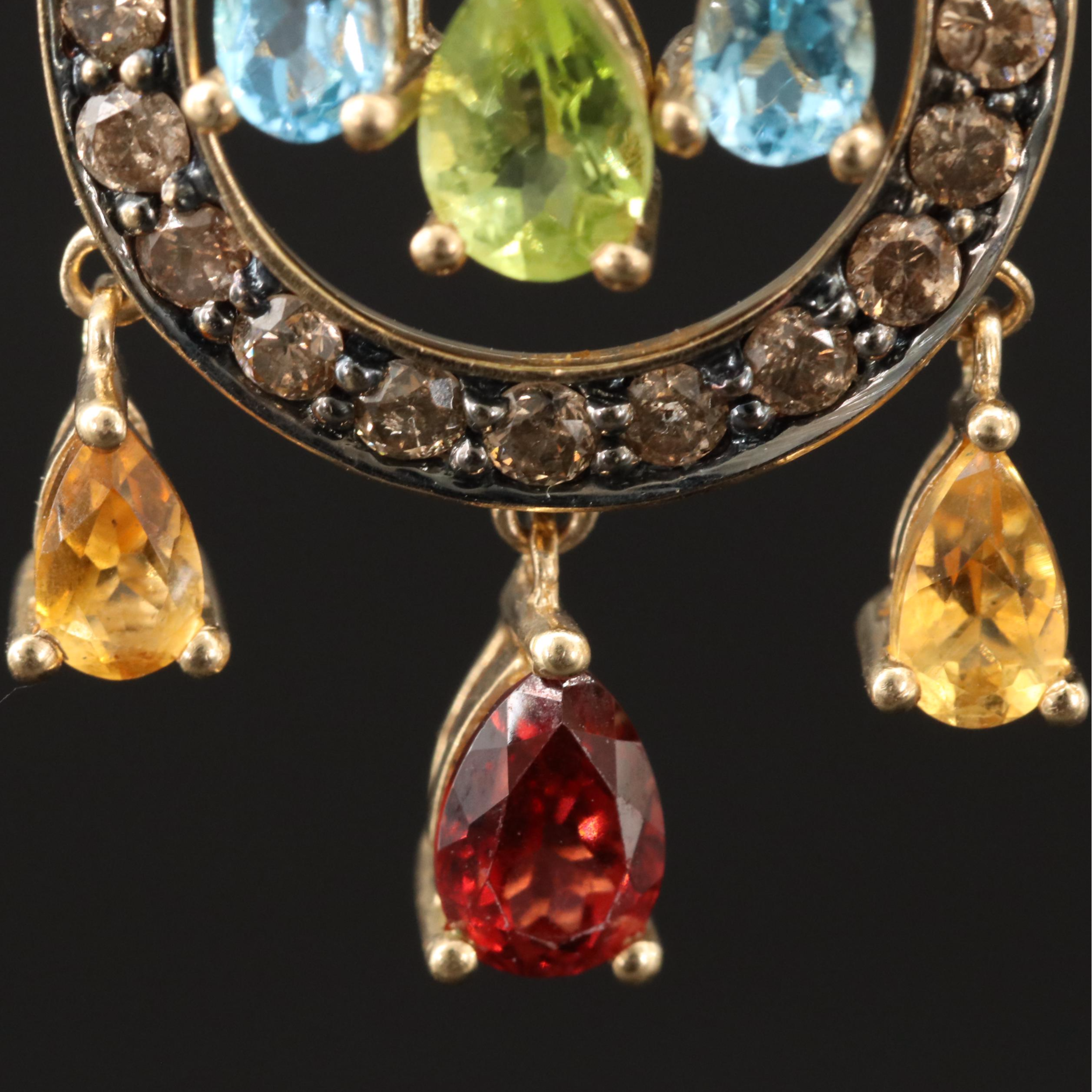 14K Amethyst, Citrine, 3.13 CTW Diamond and Gemstone Earring and Pendant Set