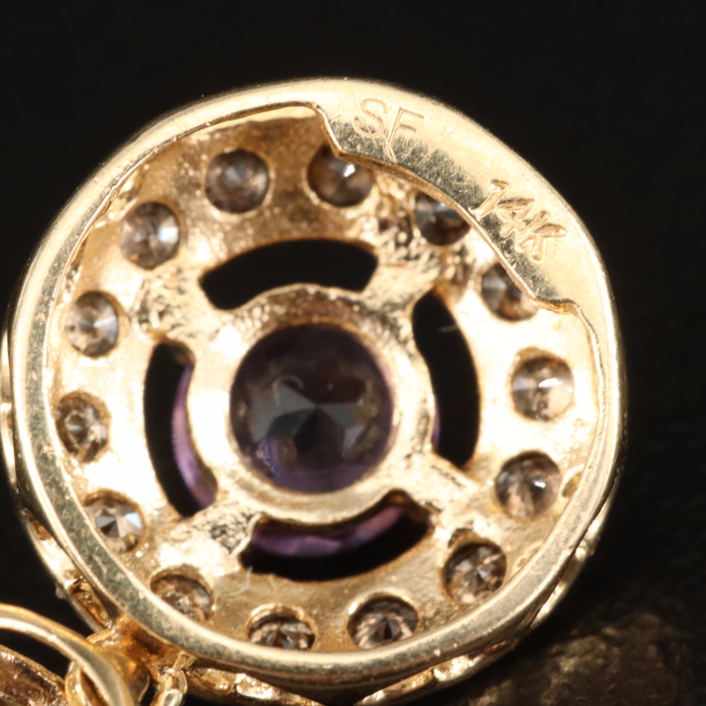 14K Amethyst, Citrine, 3.13 CTW Diamond and Gemstone Earring and Pendant Set