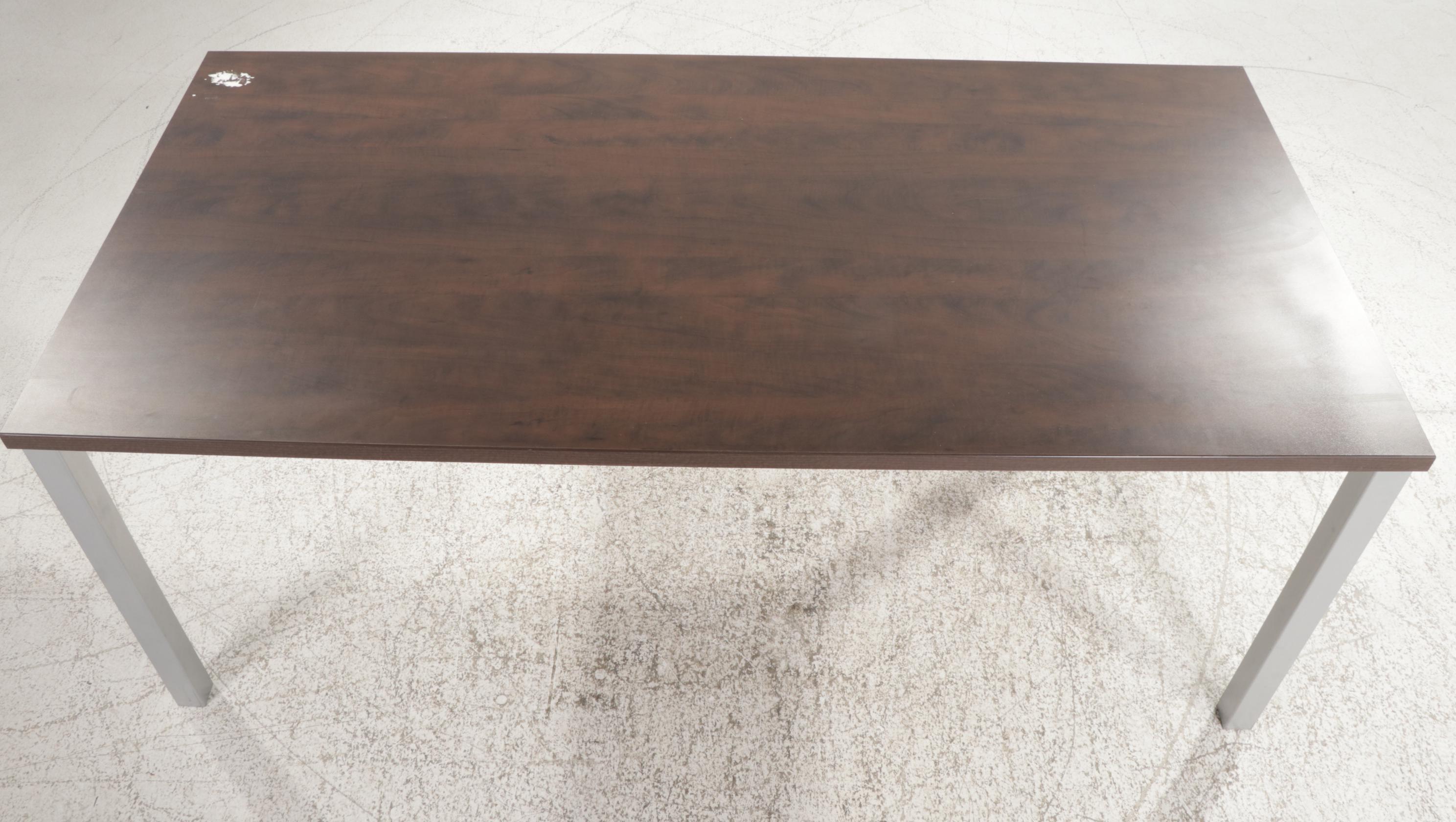 Steelcase Modernist Style Walnut-Grained Laminate and Metal Writing Desk