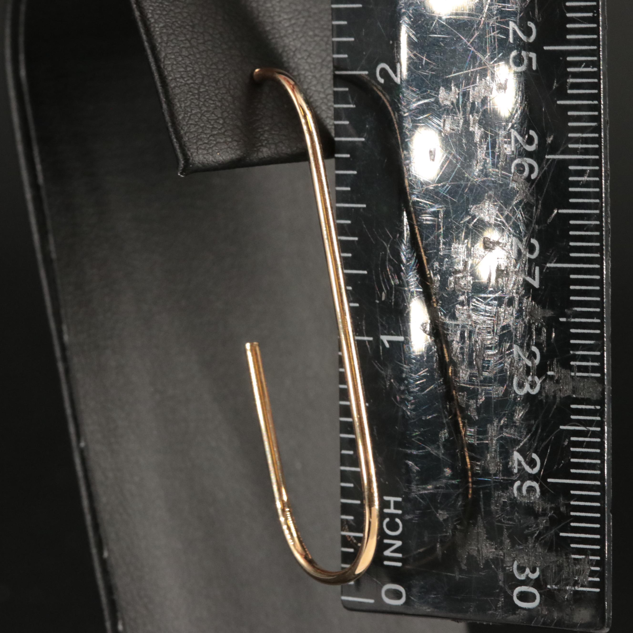 14K Elongated J Hoop Earrings