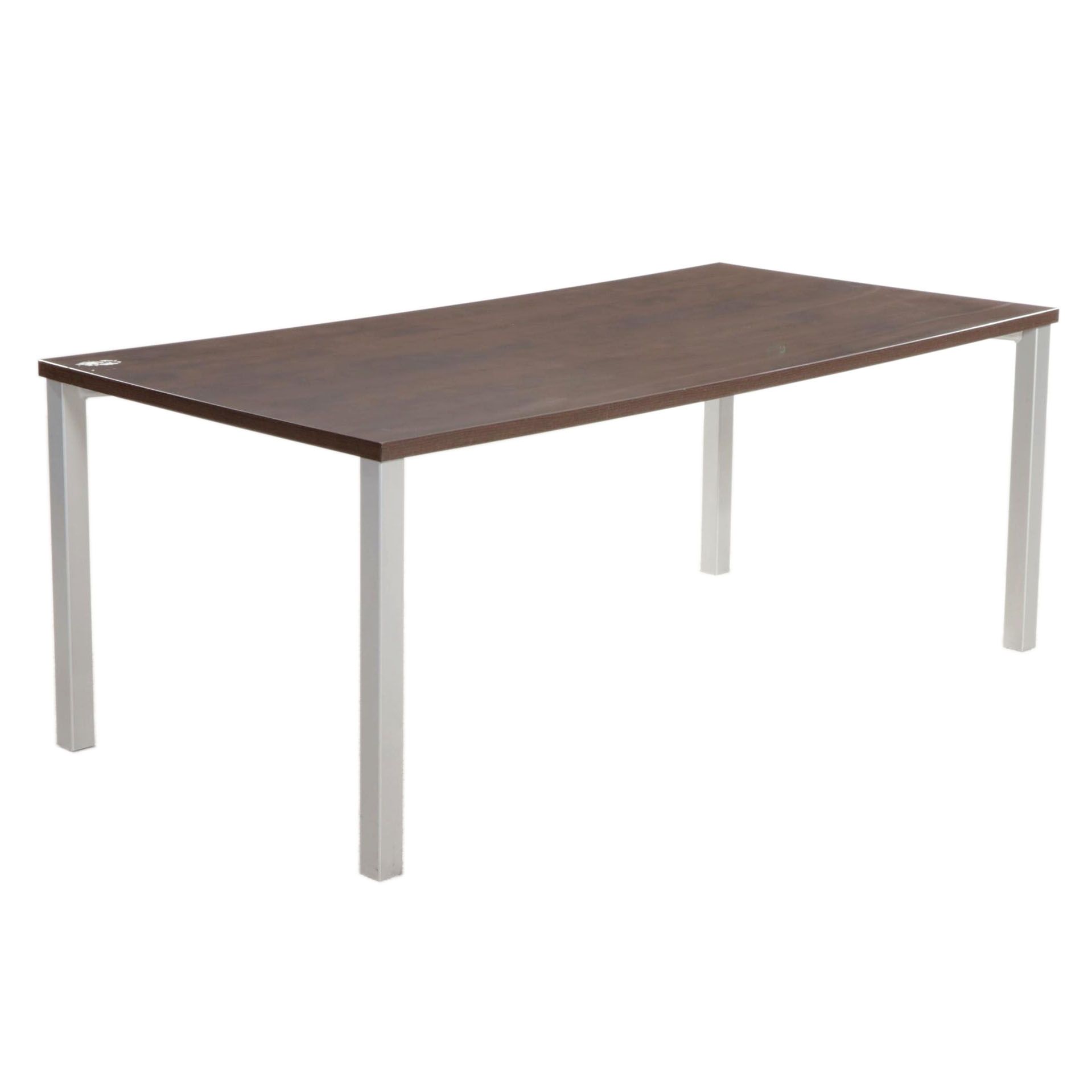 Steelcase Modernist Style Walnut-Grained Laminate and Metal Writing Desk