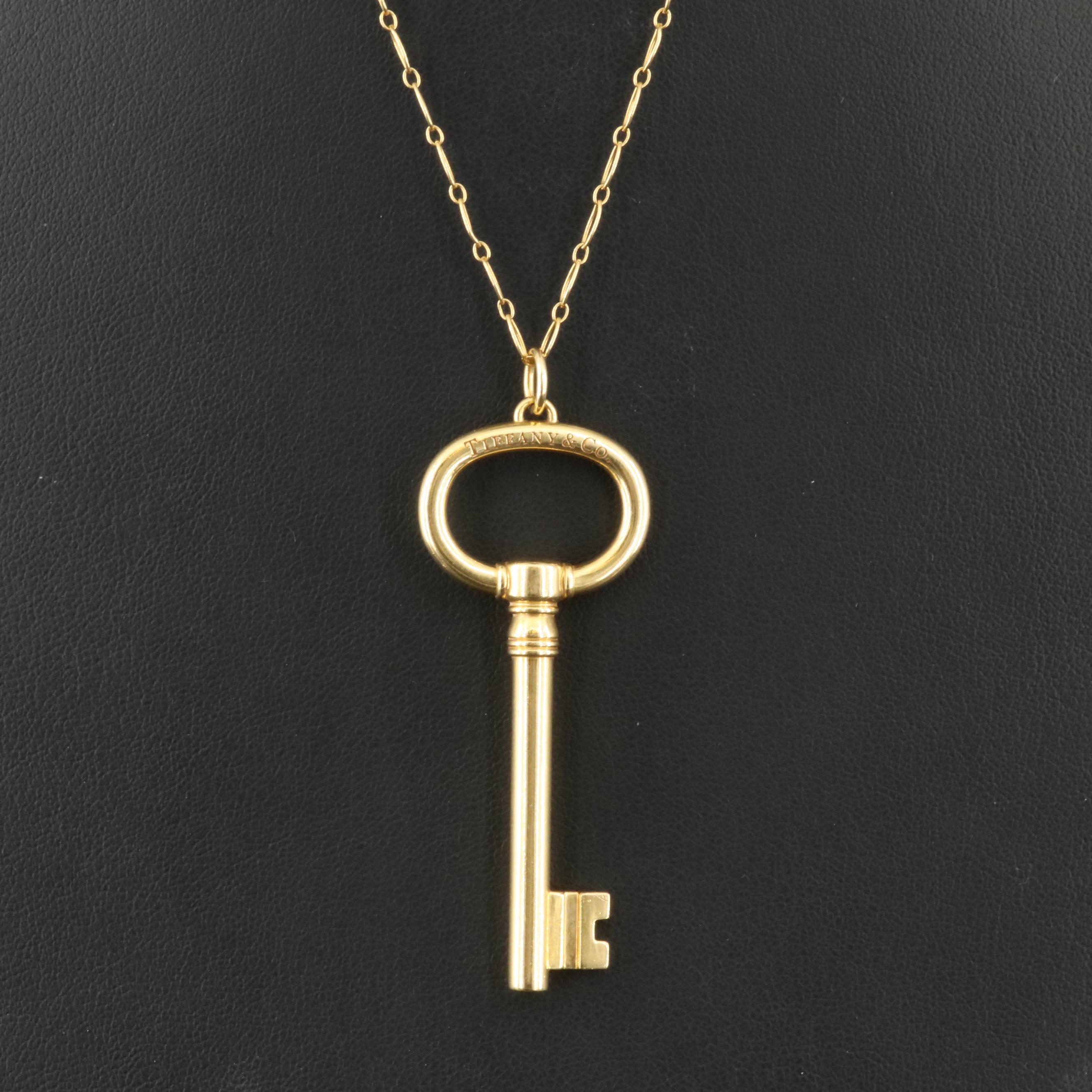 Tiffany & Co. 18K Key Pendant Necklace