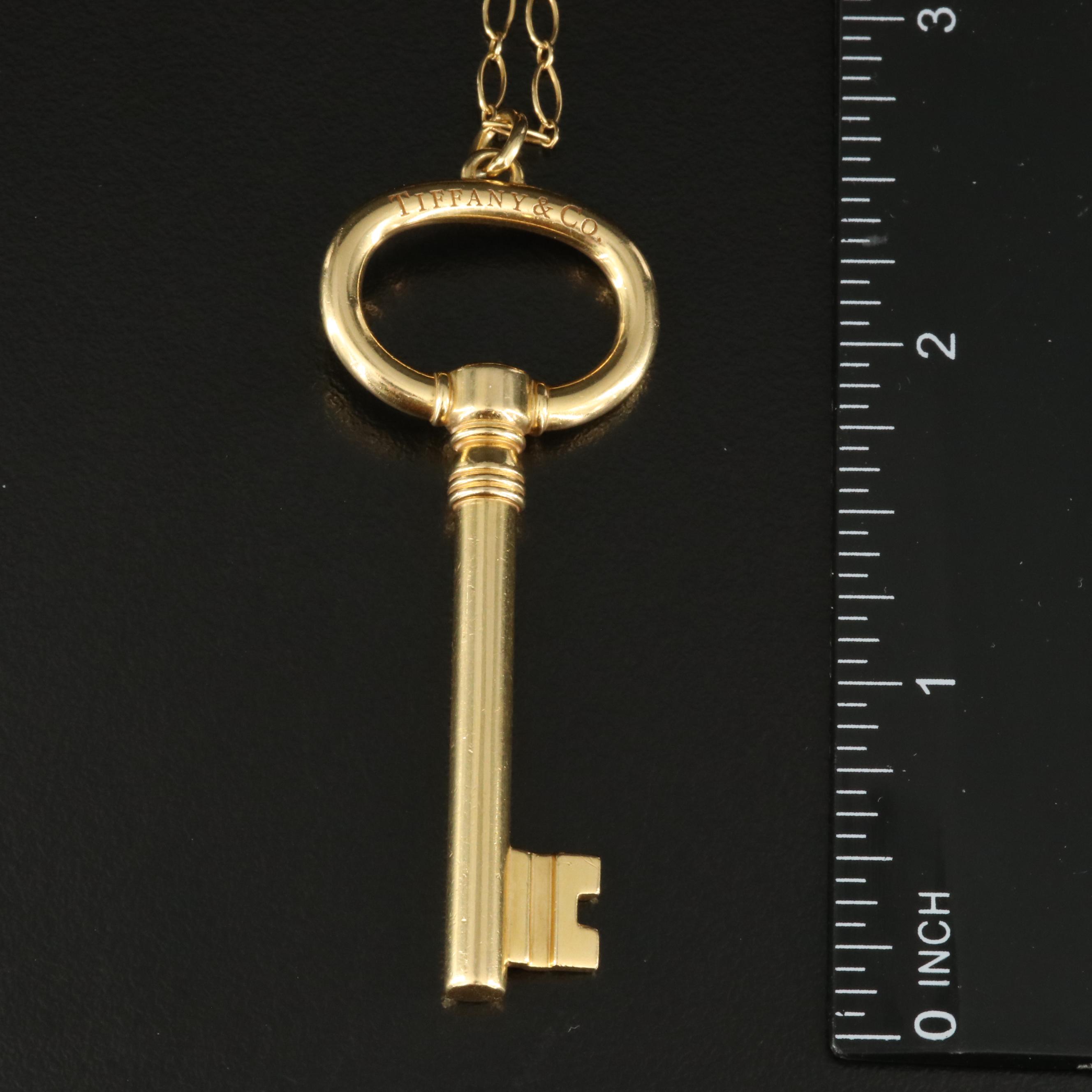 Tiffany & Co. 18K Key Pendant Necklace