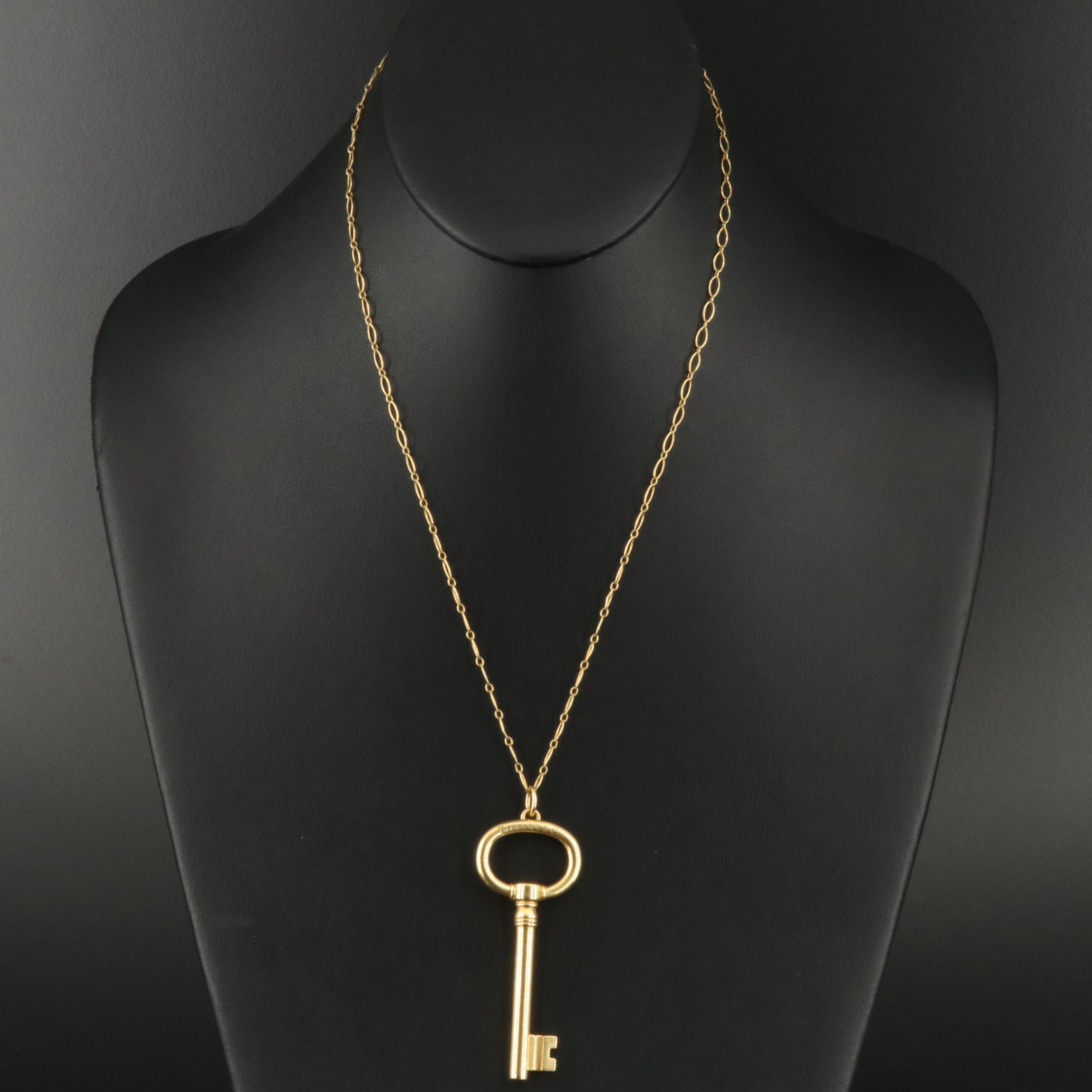 Tiffany & Co. 18K Key Pendant Necklace