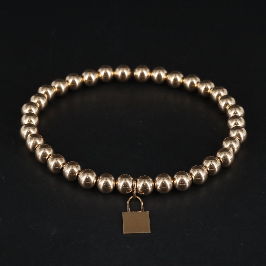 14K Beaded Stretch Bracelet