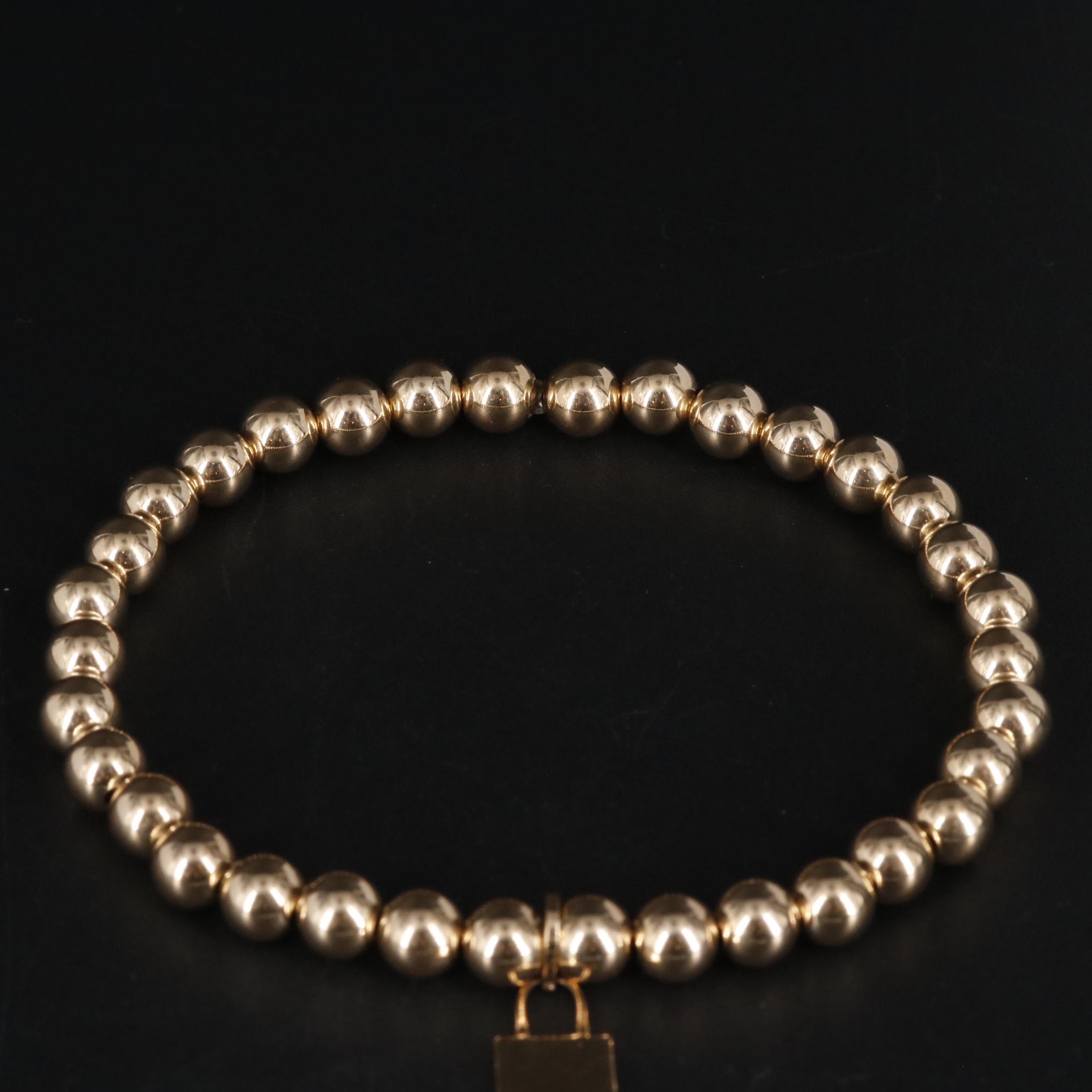 14K Beaded Stretch Bracelet