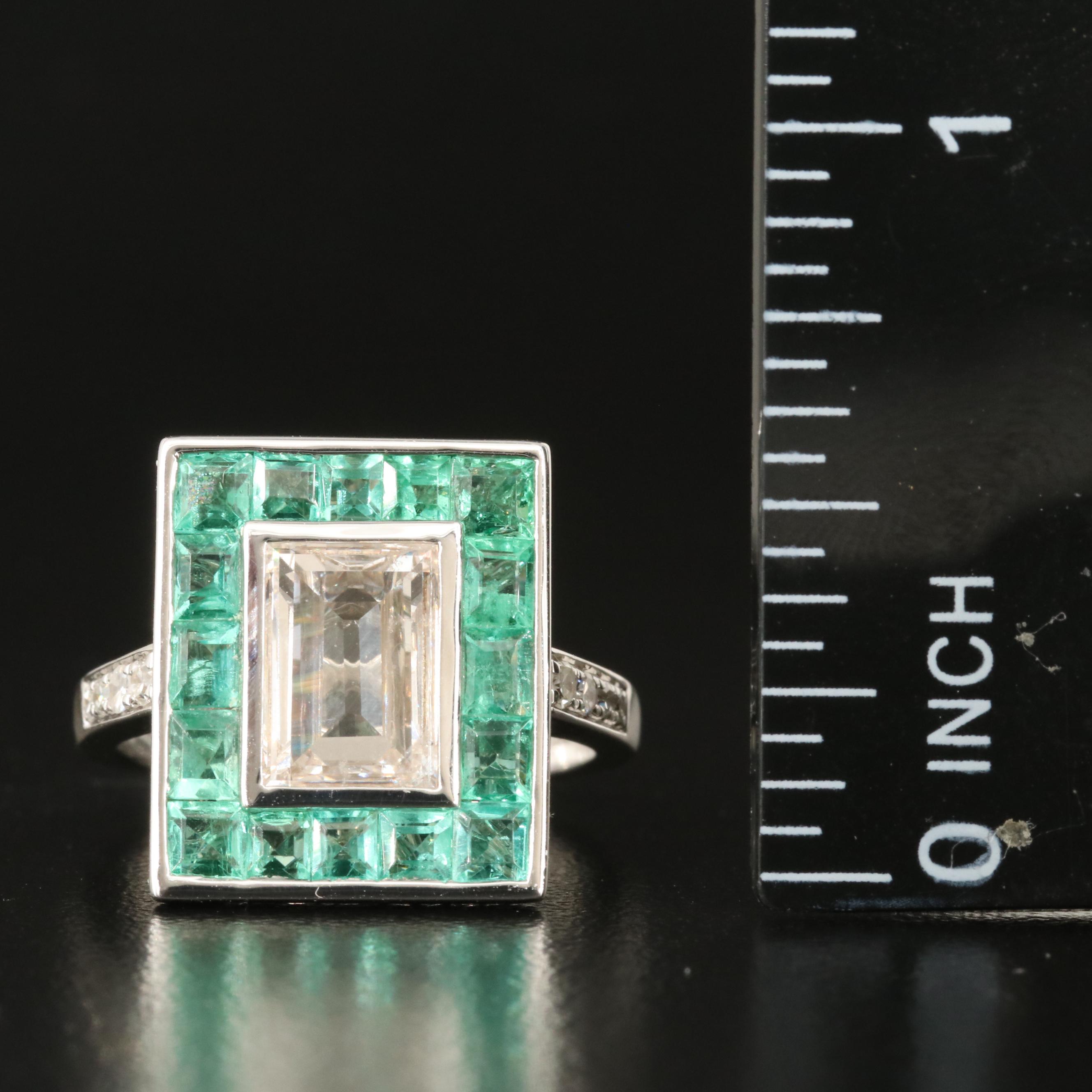 18K 1.34 CTW Diamond and Emerald Ring