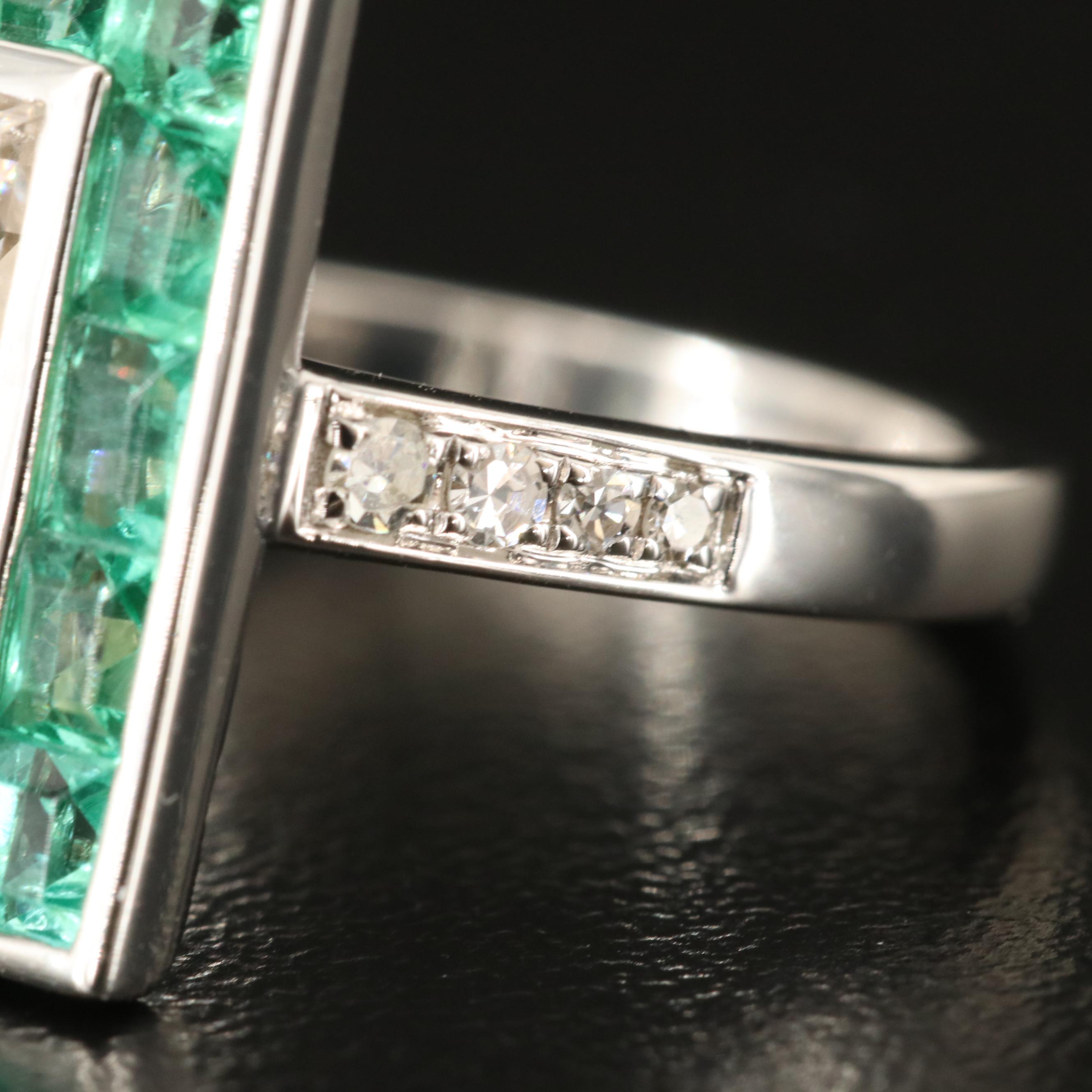 18K 1.34 CTW Diamond and Emerald Ring