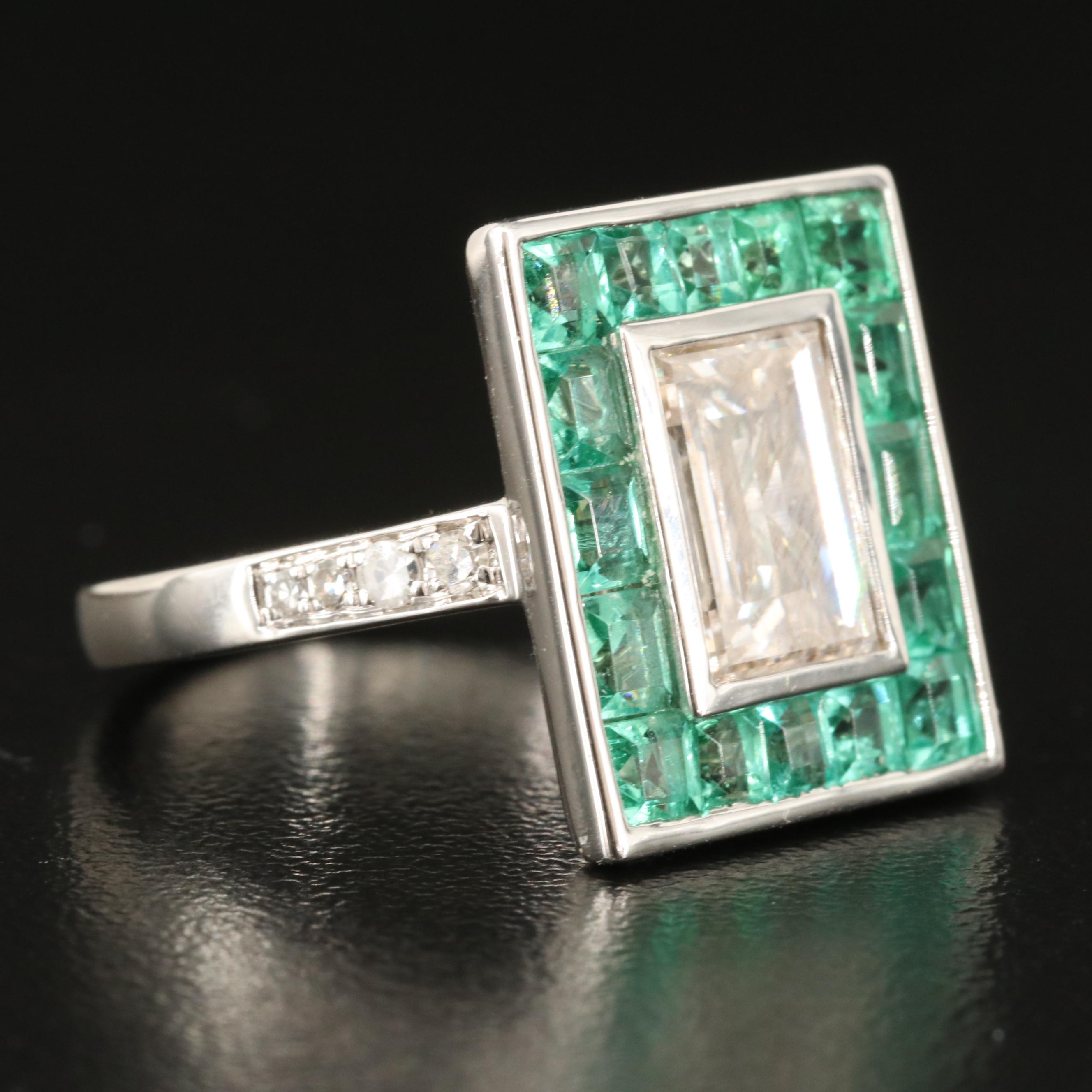 18K 1.34 CTW Diamond and Emerald Ring