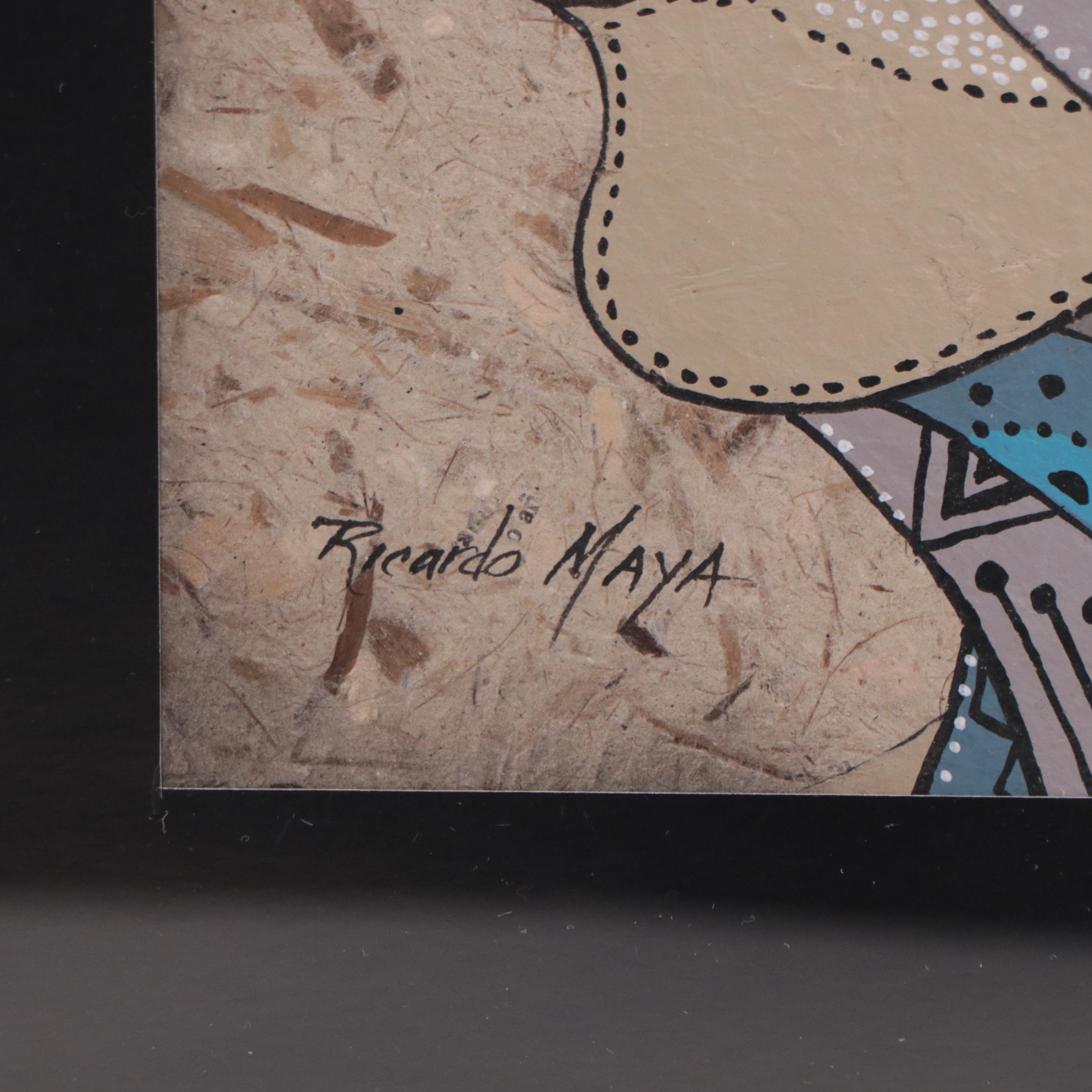 Ricardo Maya Portrait Mixed Media Painting, 21st Century