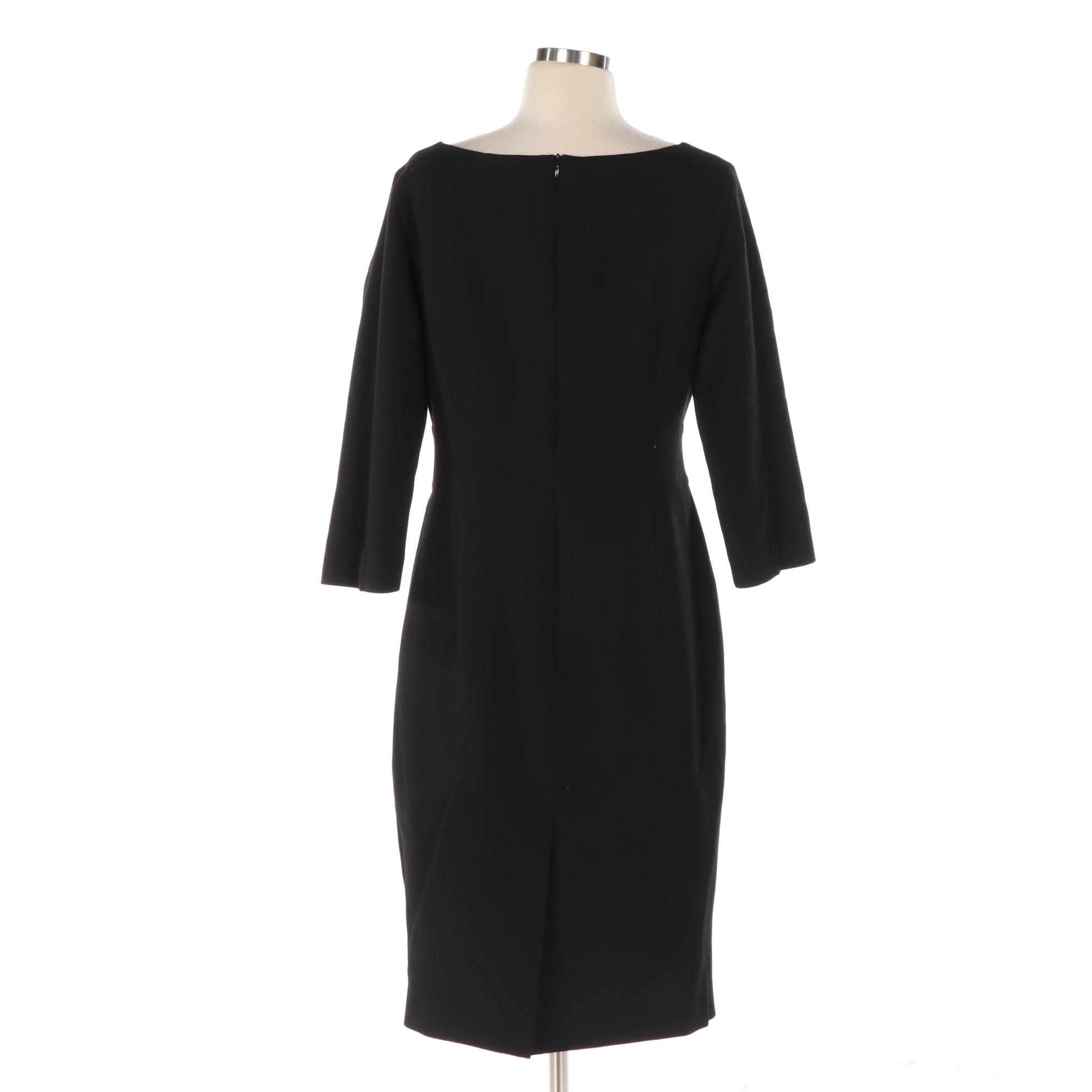 Agnona Fitted Dress with V-Cut Neckline in Wool Crepe