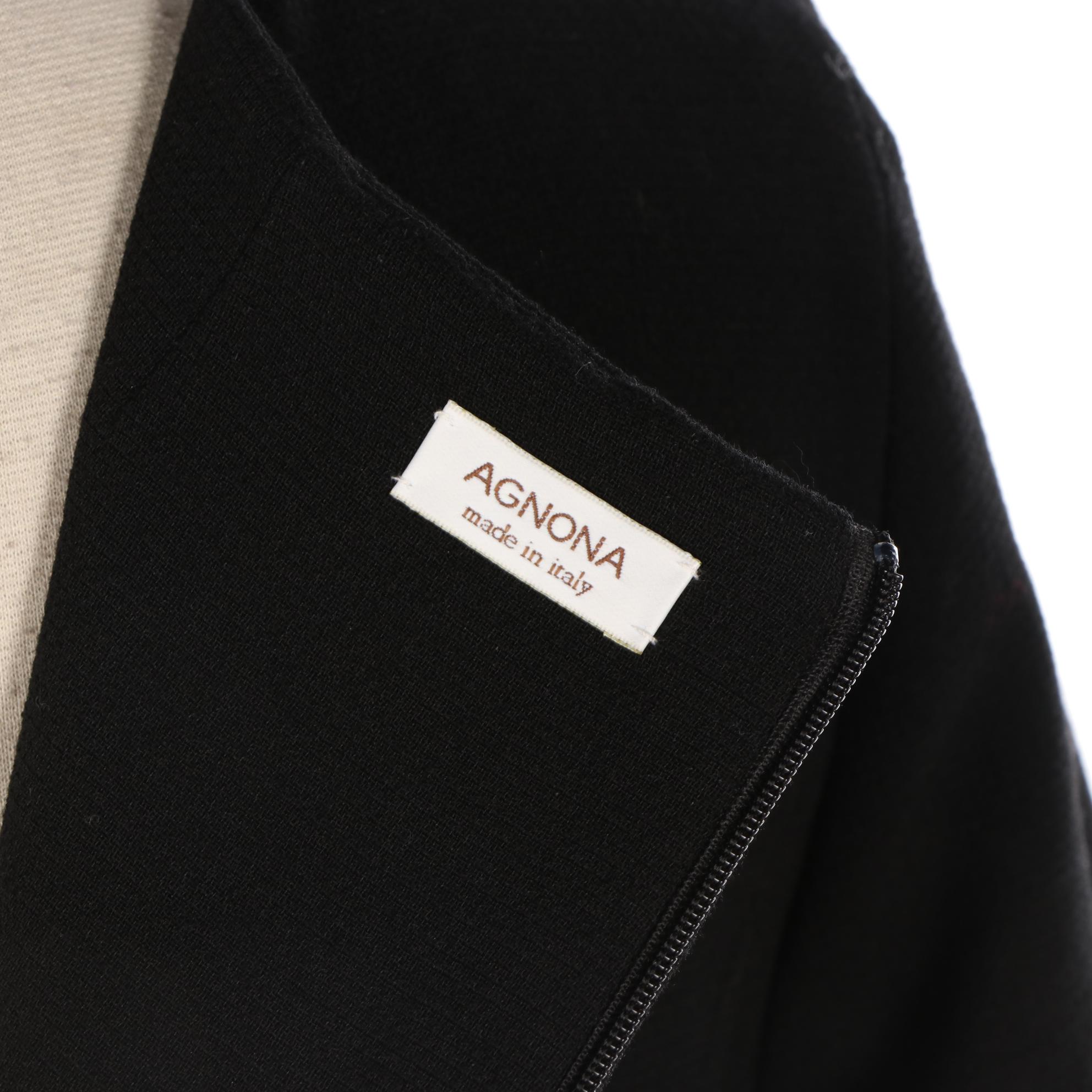 Agnona Fitted Dress with V-Cut Neckline in Wool Crepe