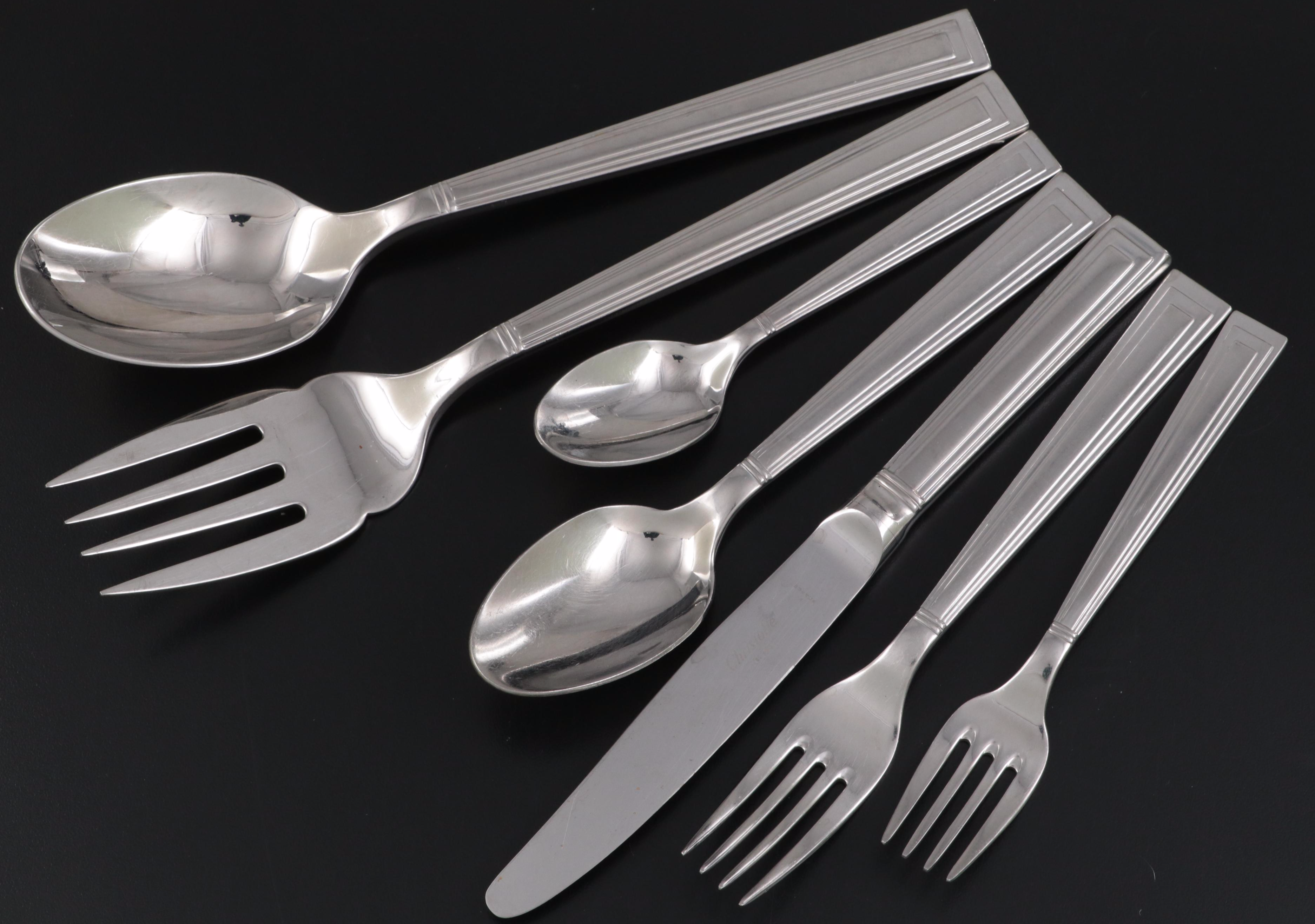Christofle "Folio" Stainless Steel Flatware and Serving Utensils
