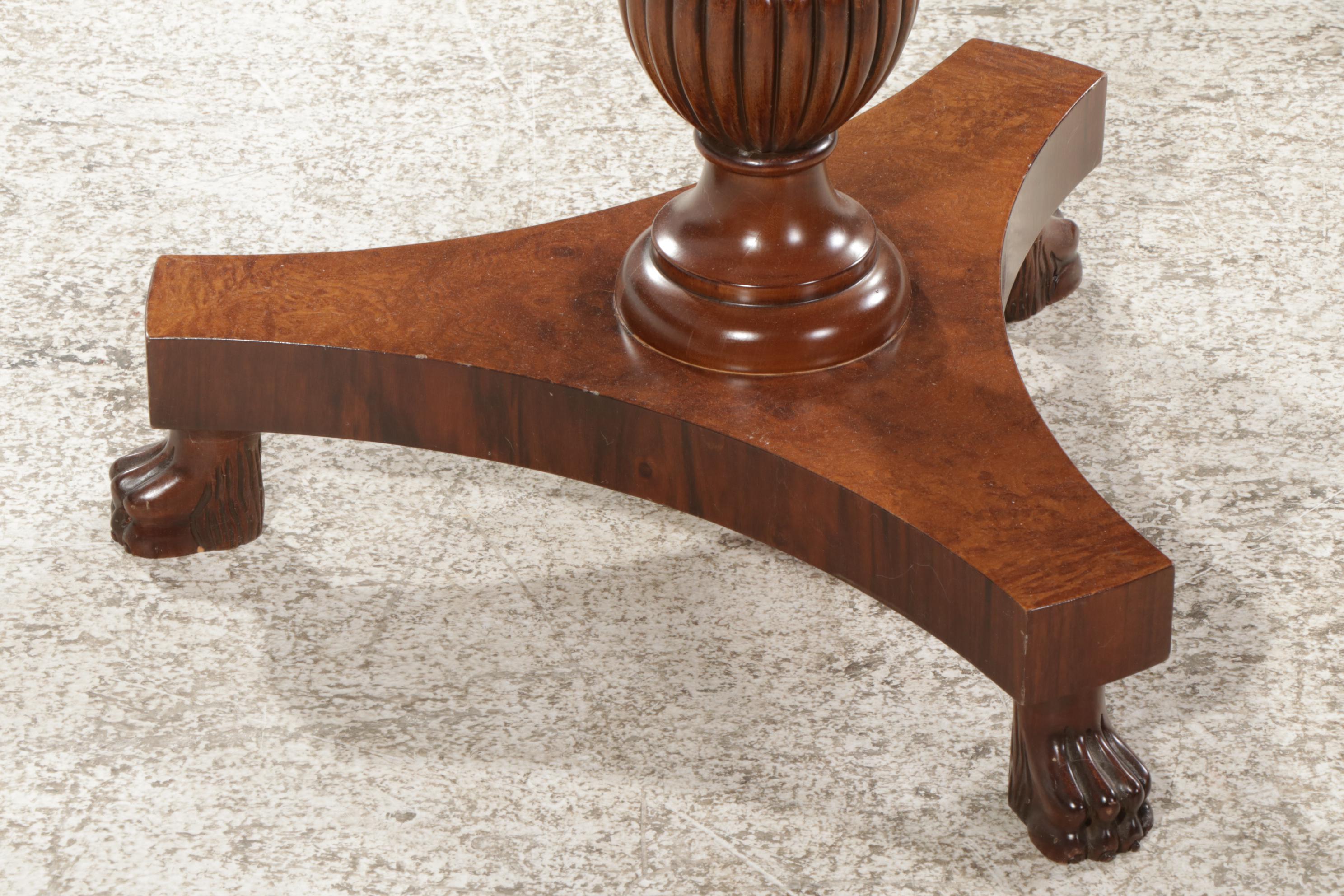 Classical Style Mahogany and Burl Finish Round Center Table