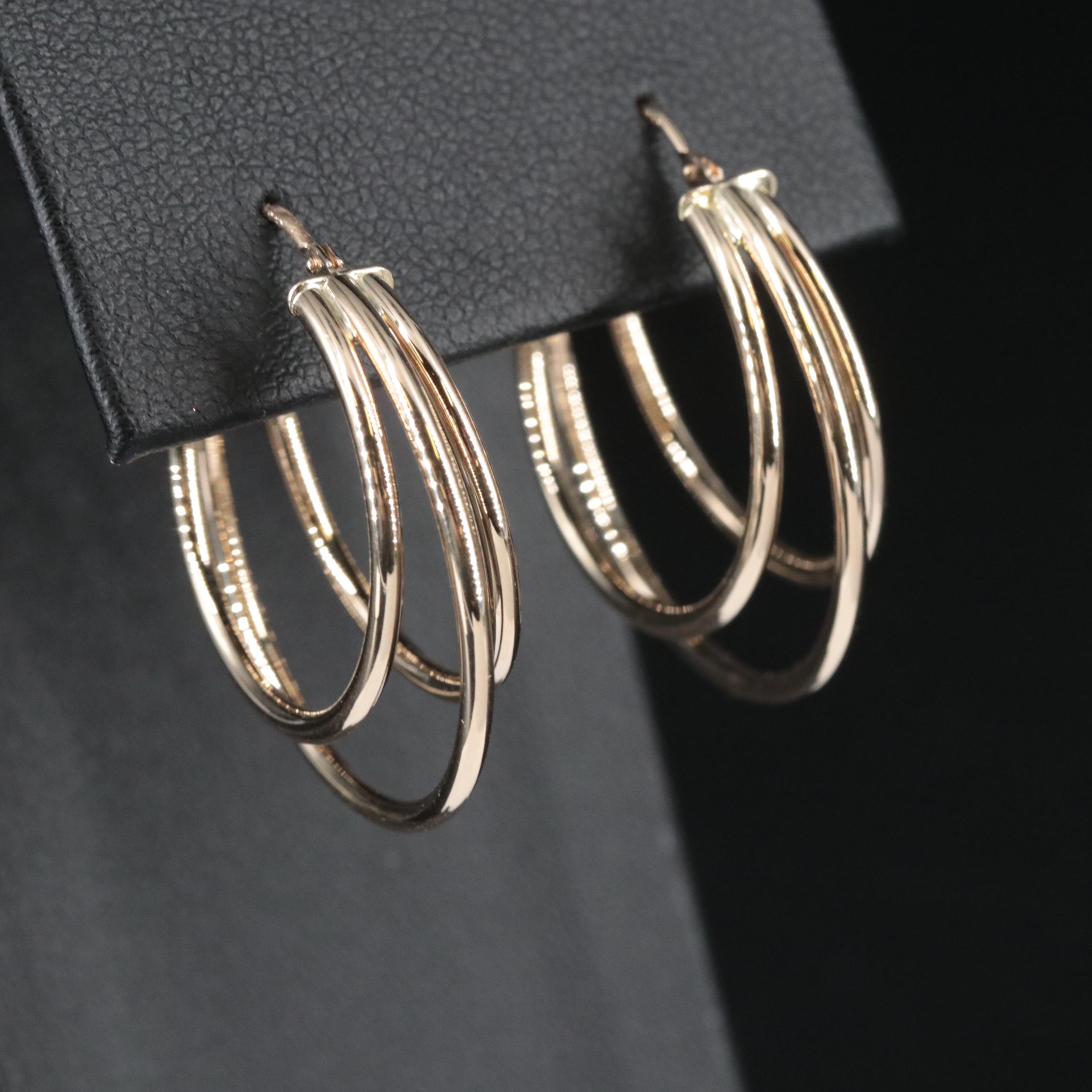 14K Triple Hoop Earrings