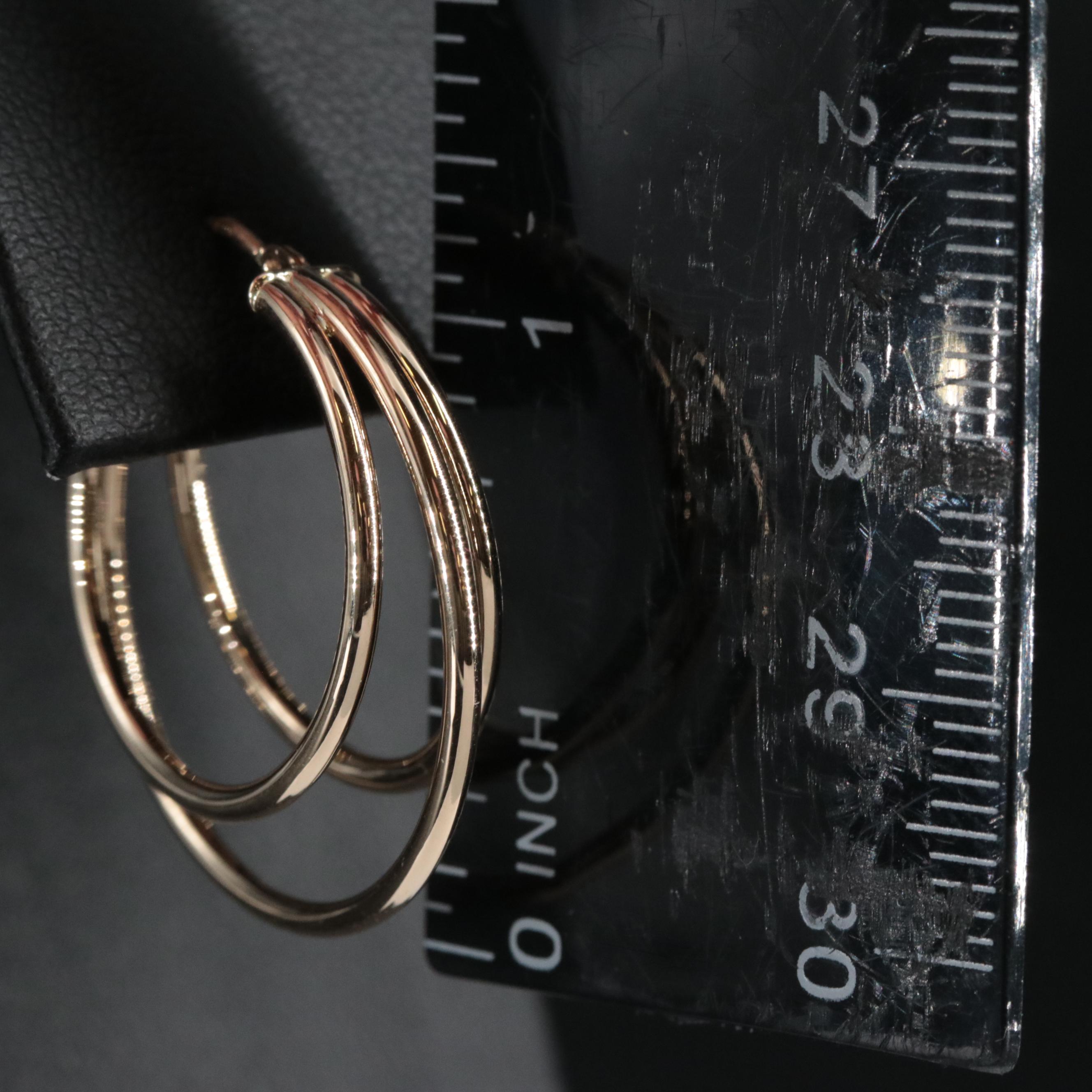 14K Triple Hoop Earrings