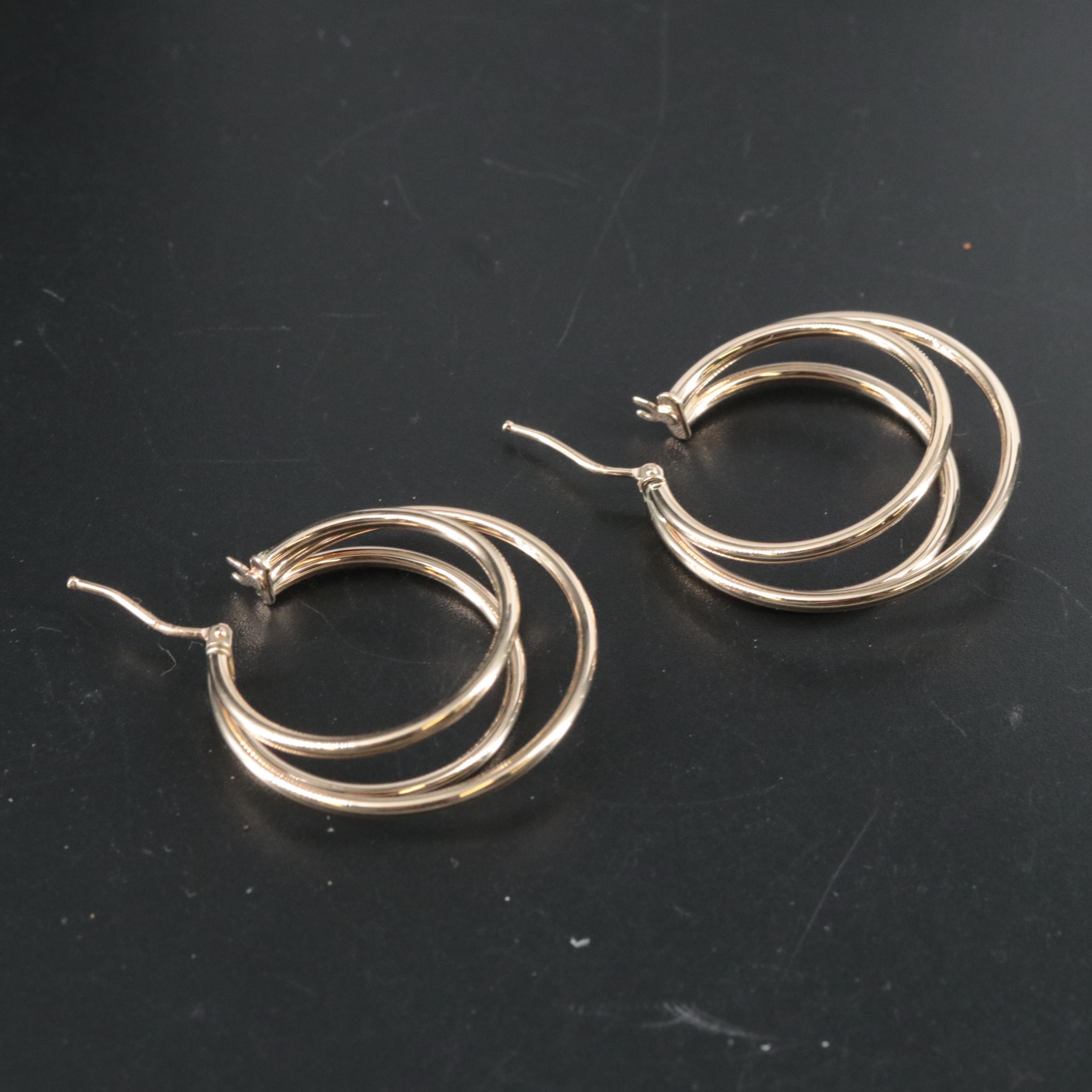 14K Triple Hoop Earrings