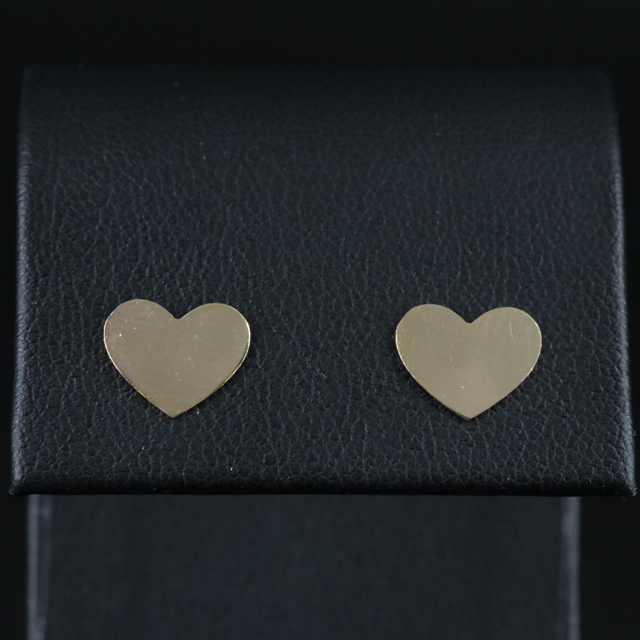 14K Heart Stud Earrings