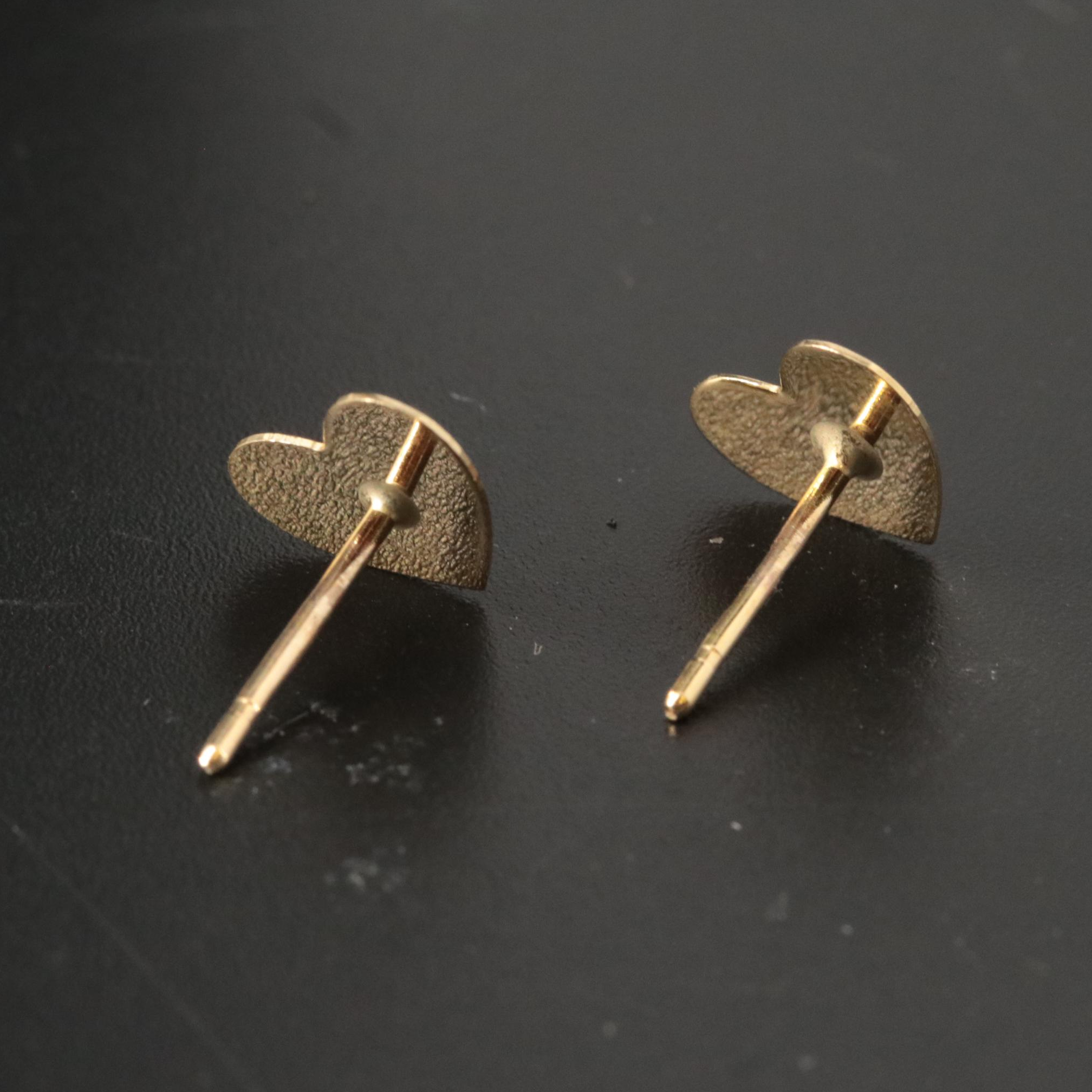 14K Heart Stud Earrings