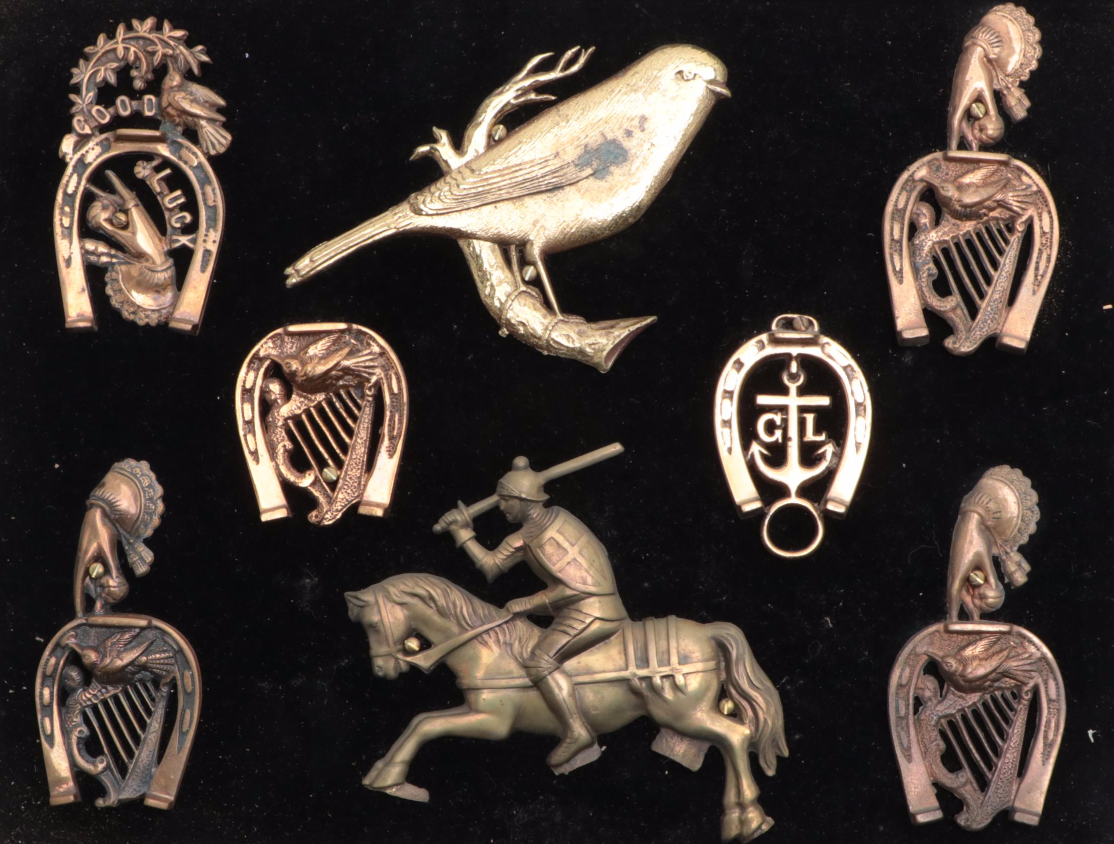 Cast Brass Horse Bridle Ornaments in Cherry Display Case EBTH