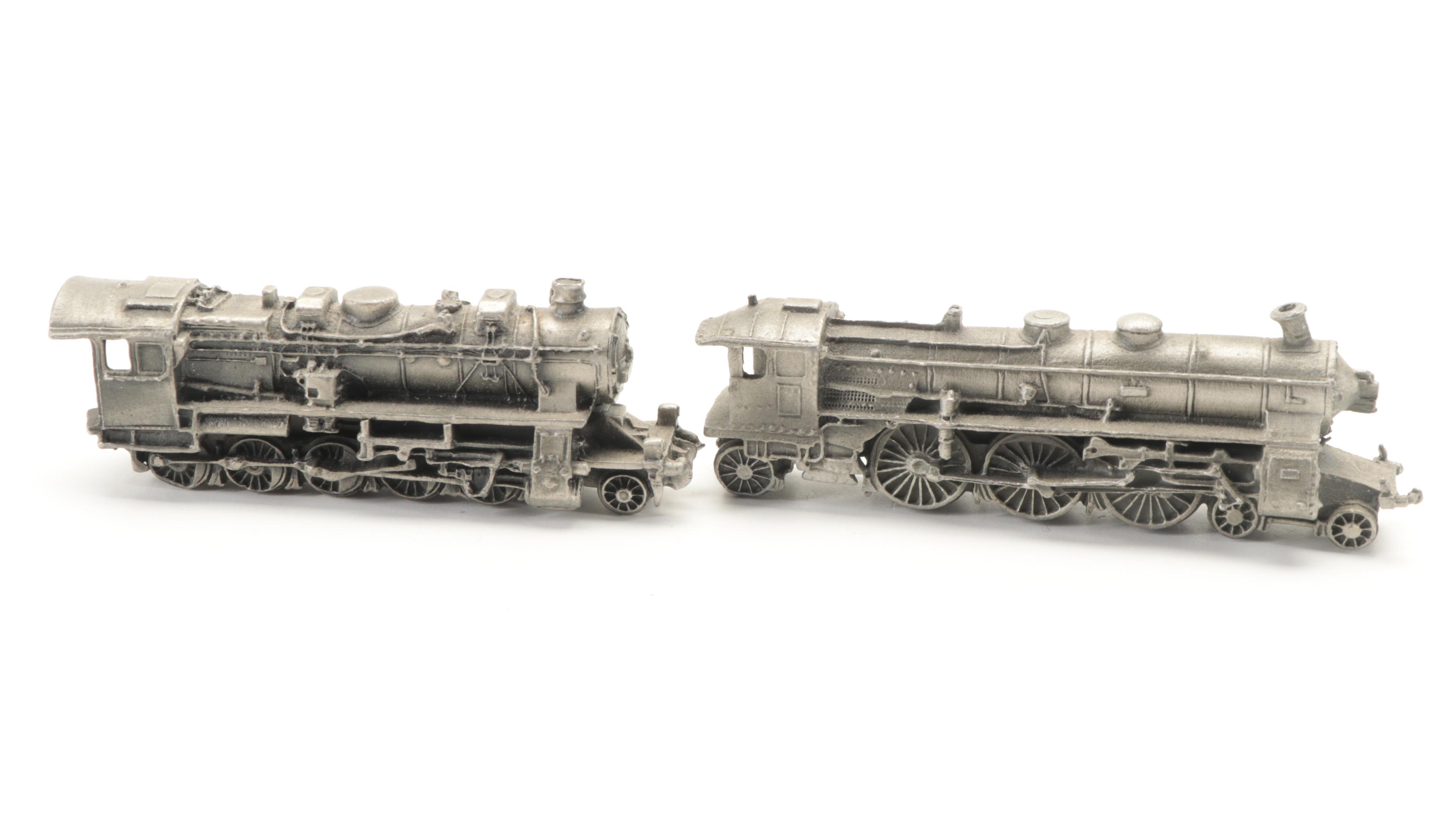 Franklin Mint Pewter Locomotives with Other Pewter Train and Conductors