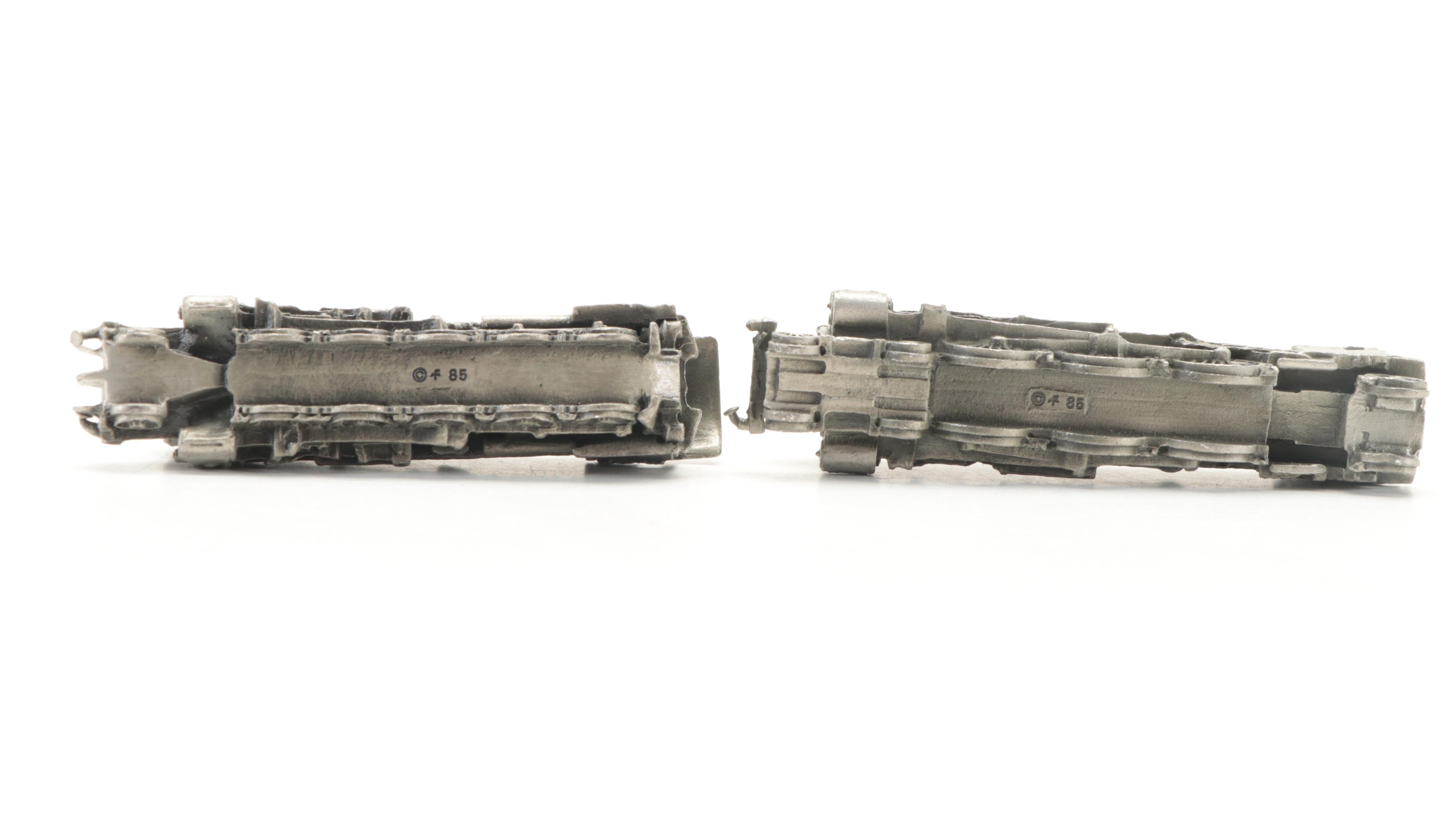 Franklin Mint Pewter Locomotives with Other Pewter Train and Conductors