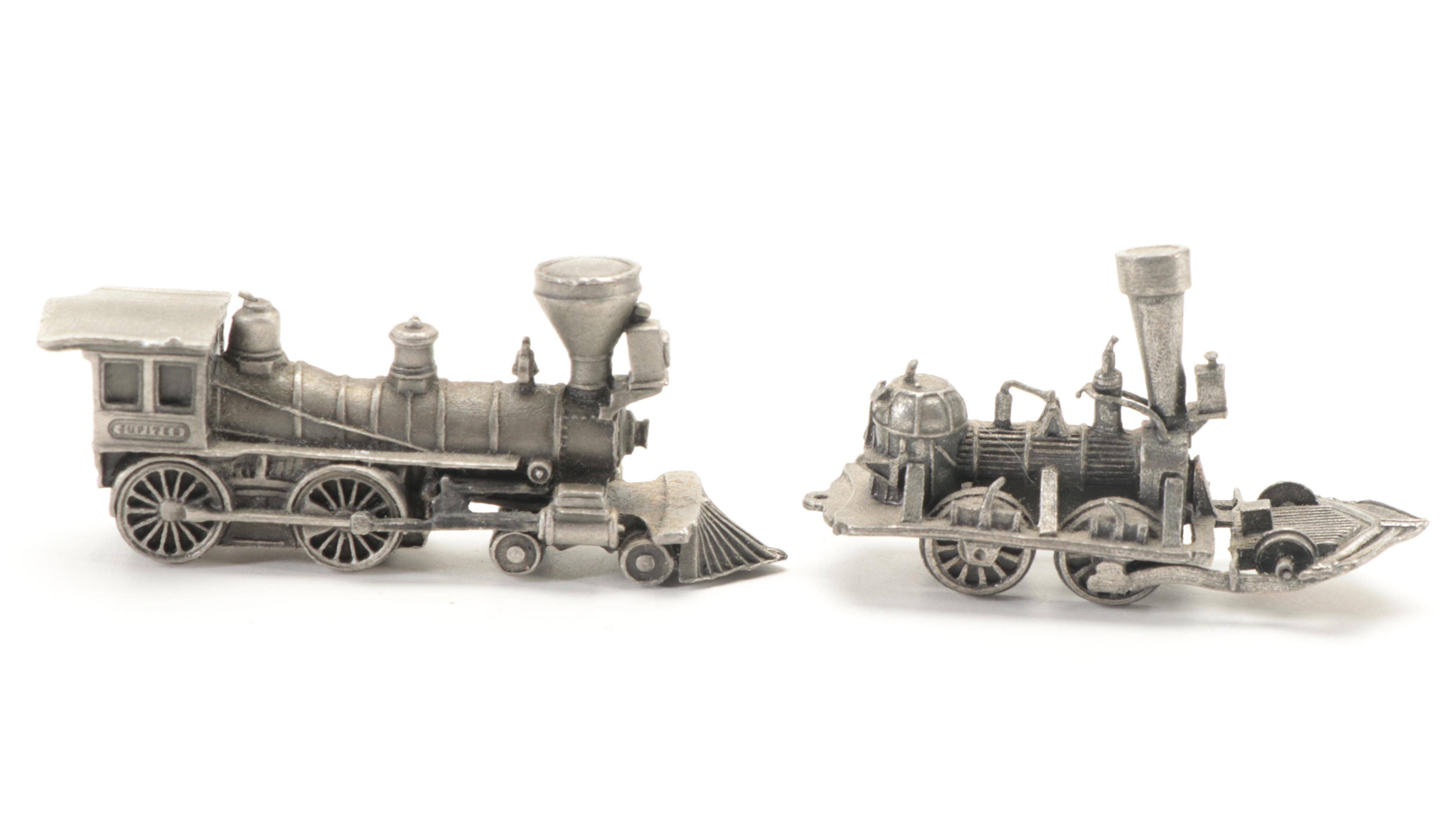 Franklin Mint Pewter Locomotives with Other Pewter Train and Conductors