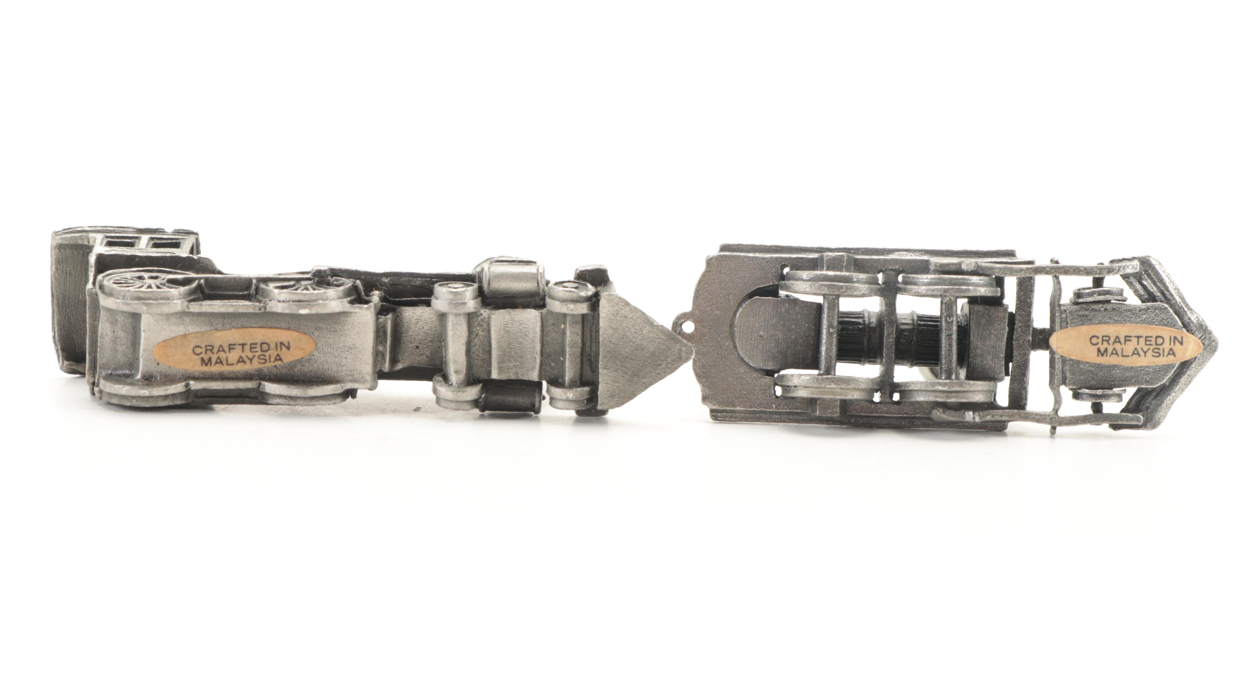 Franklin Mint Pewter Locomotives with Other Pewter Train and Conductors