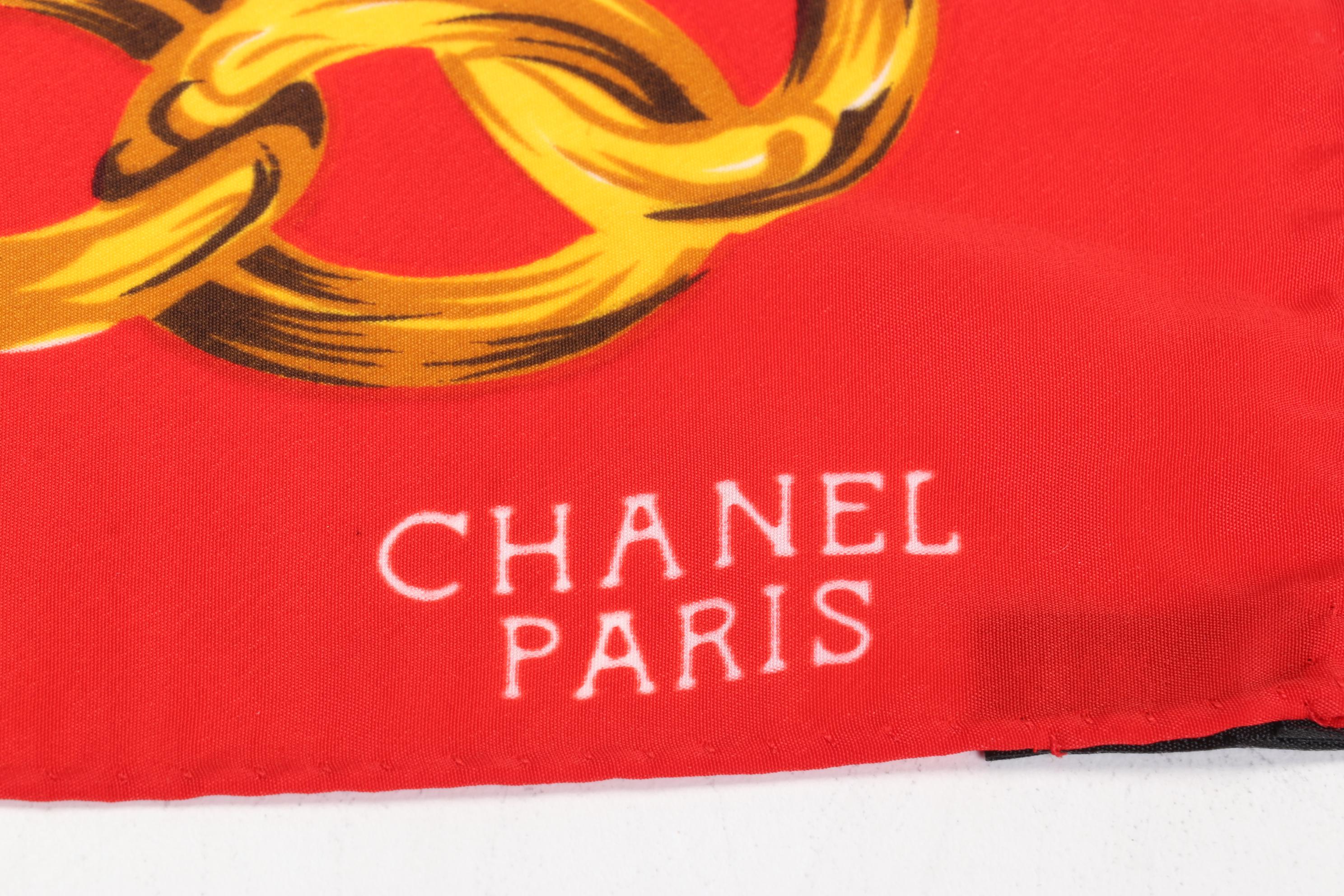 Chanel CC Chain-Link Pattern Silk Twill Scarf
