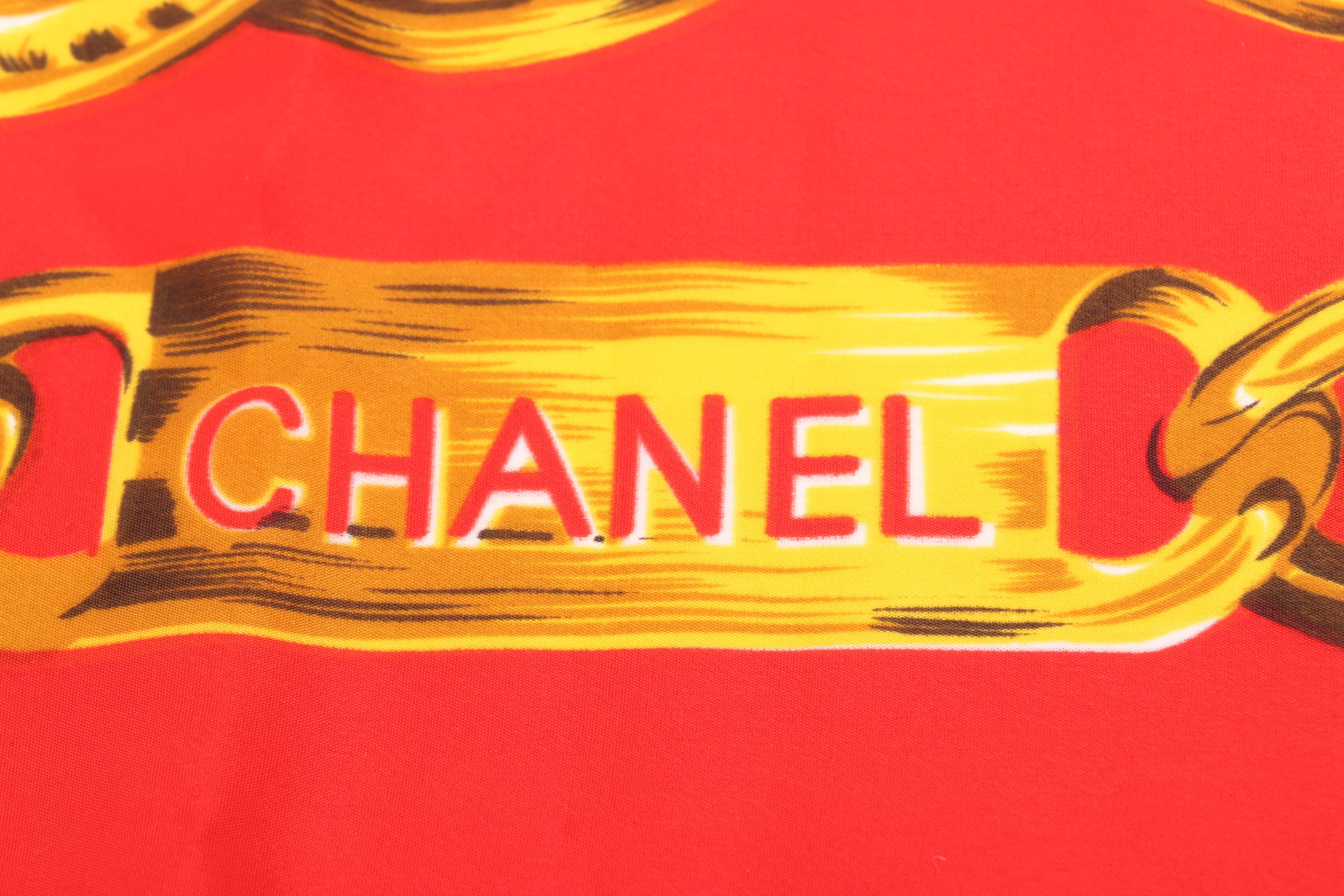 Chanel CC Chain-Link Pattern Silk Twill Scarf
