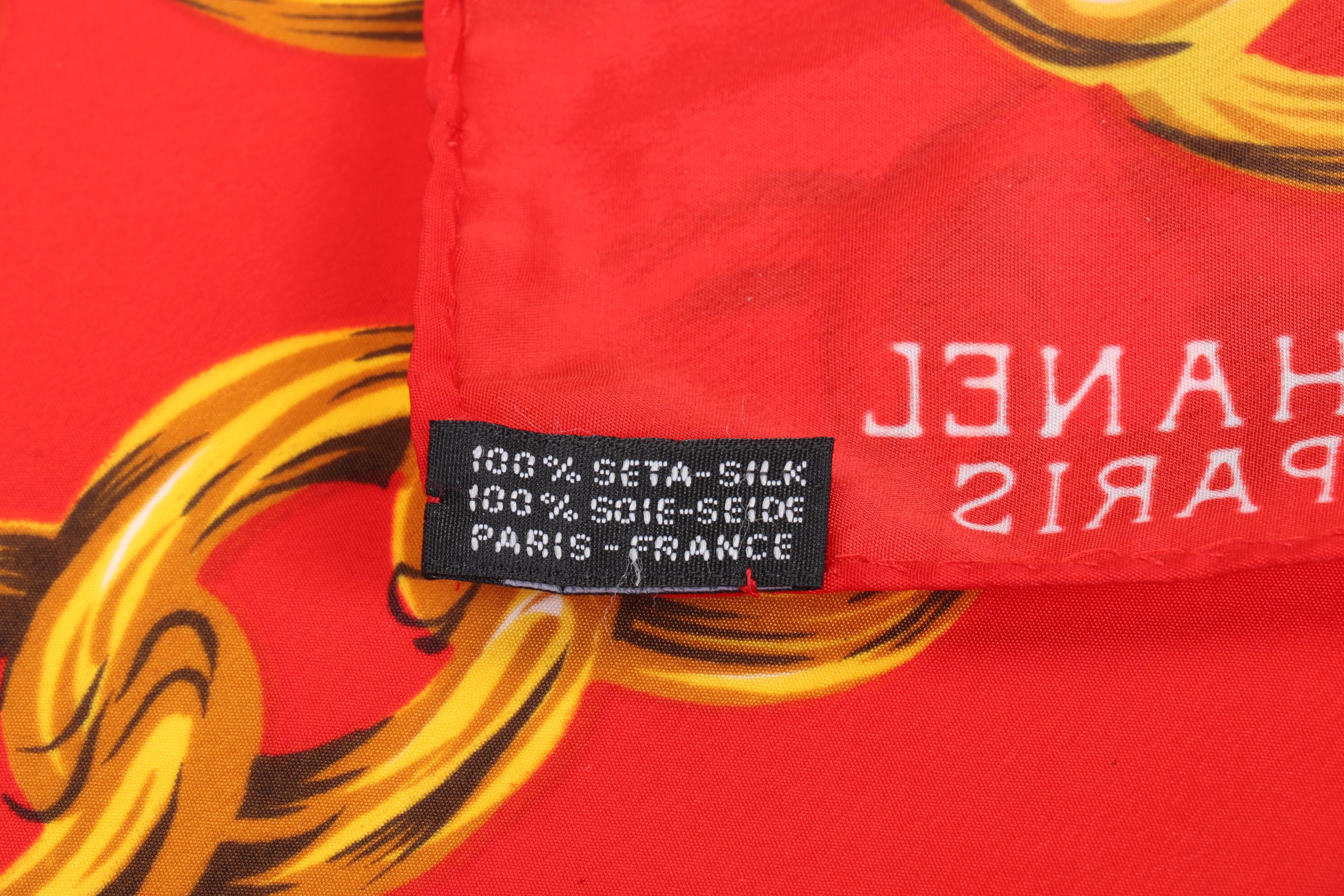 Chanel CC Chain-Link Pattern Silk Twill Scarf