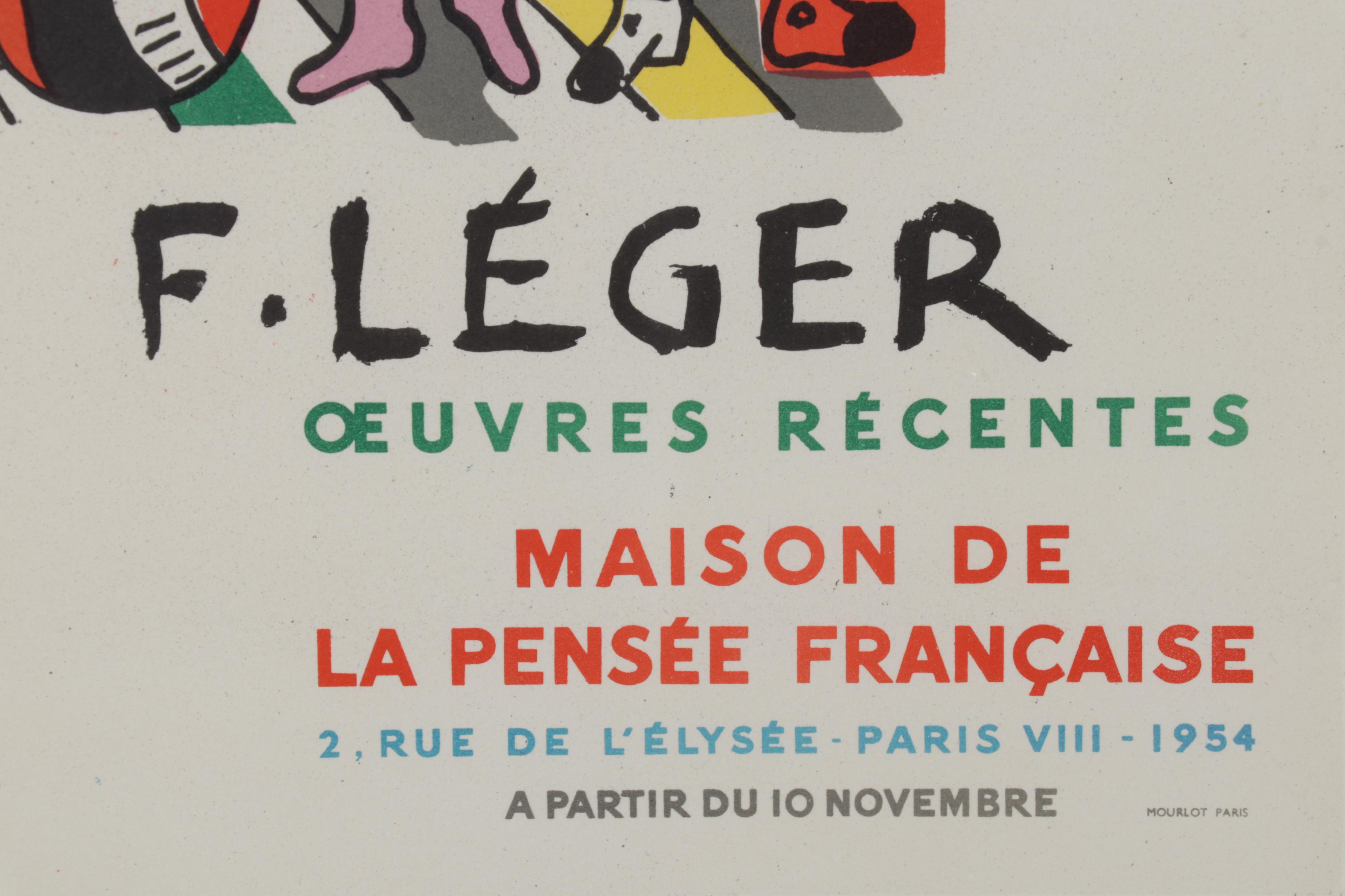 Color Lithograph After Fernand Léger "Oeuvres récentes," 1959