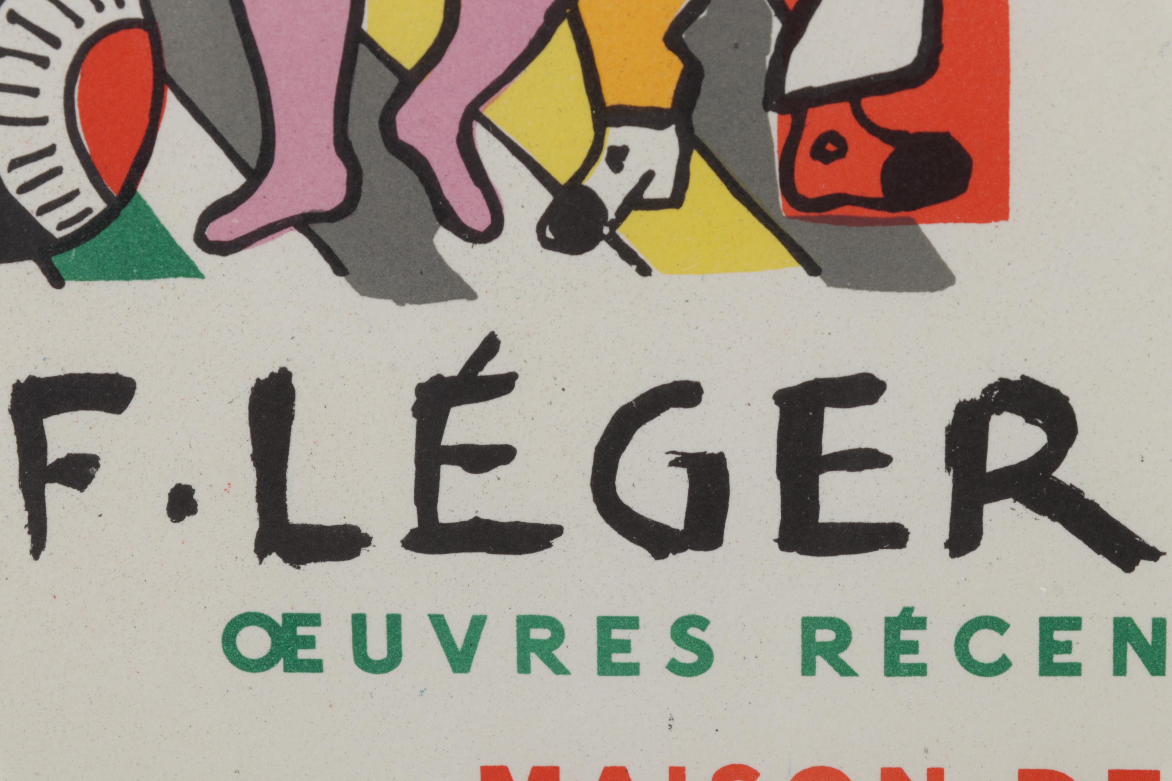 Color Lithograph After Fernand Léger "Oeuvres récentes," 1959