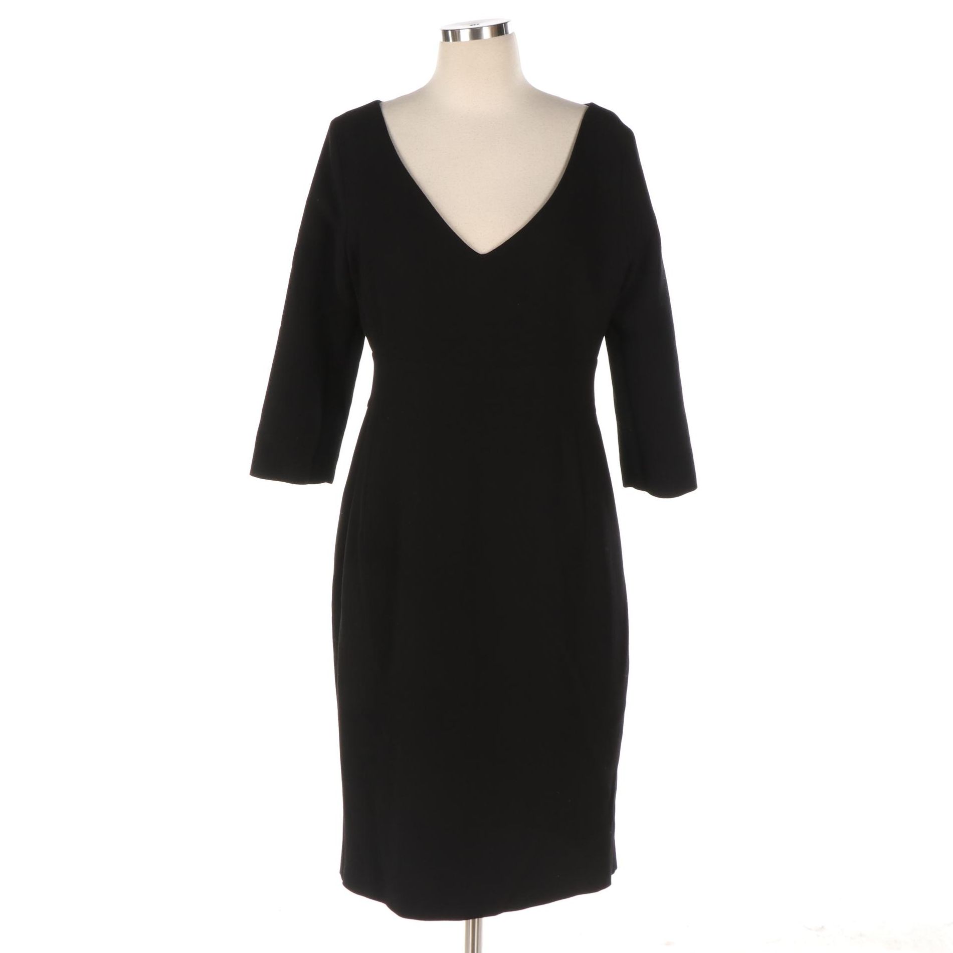 Agnona Fitted Dress with V-Cut Neckline in Wool Crepe