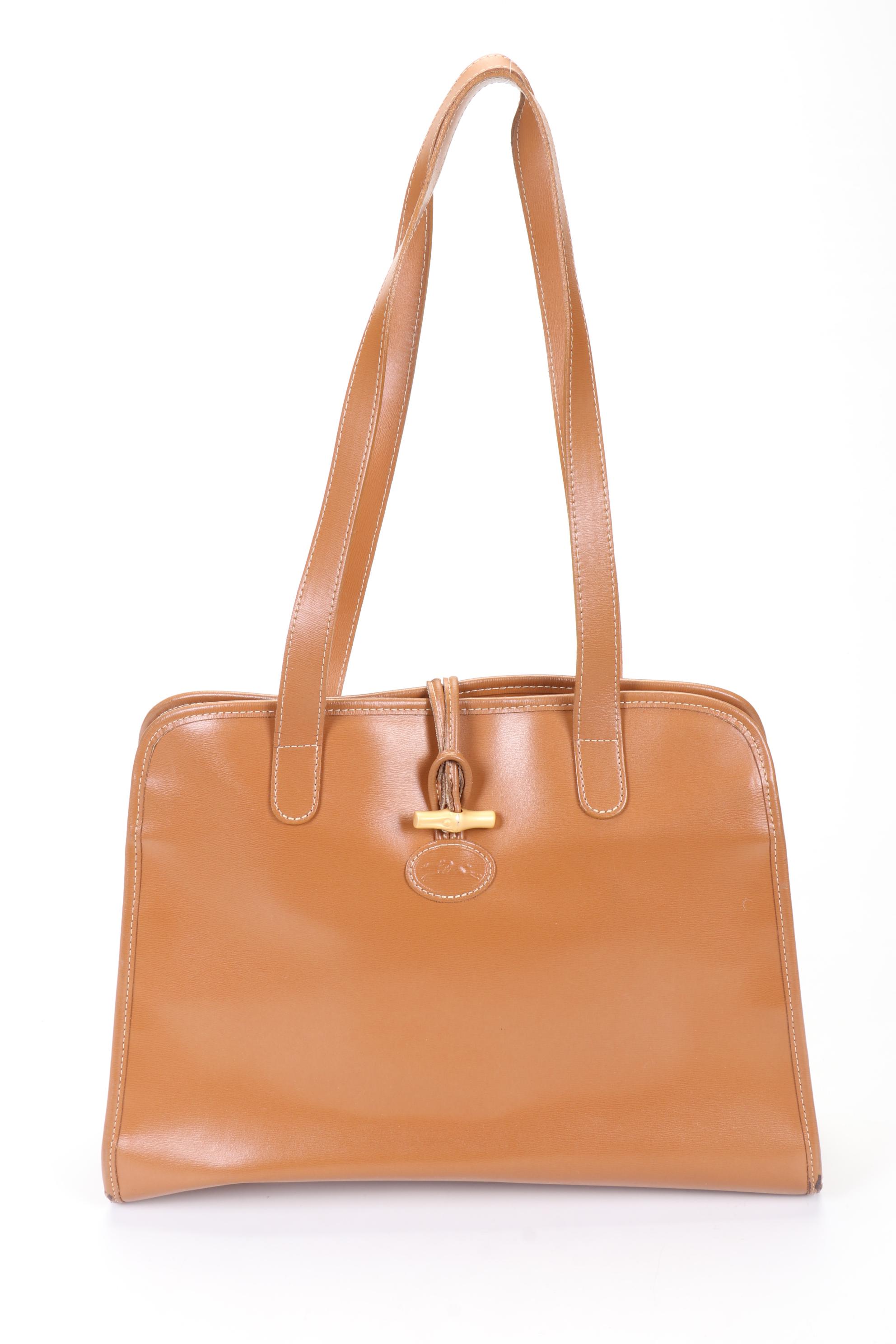 Longchamp Roseau Caramel Leather Tote Bag