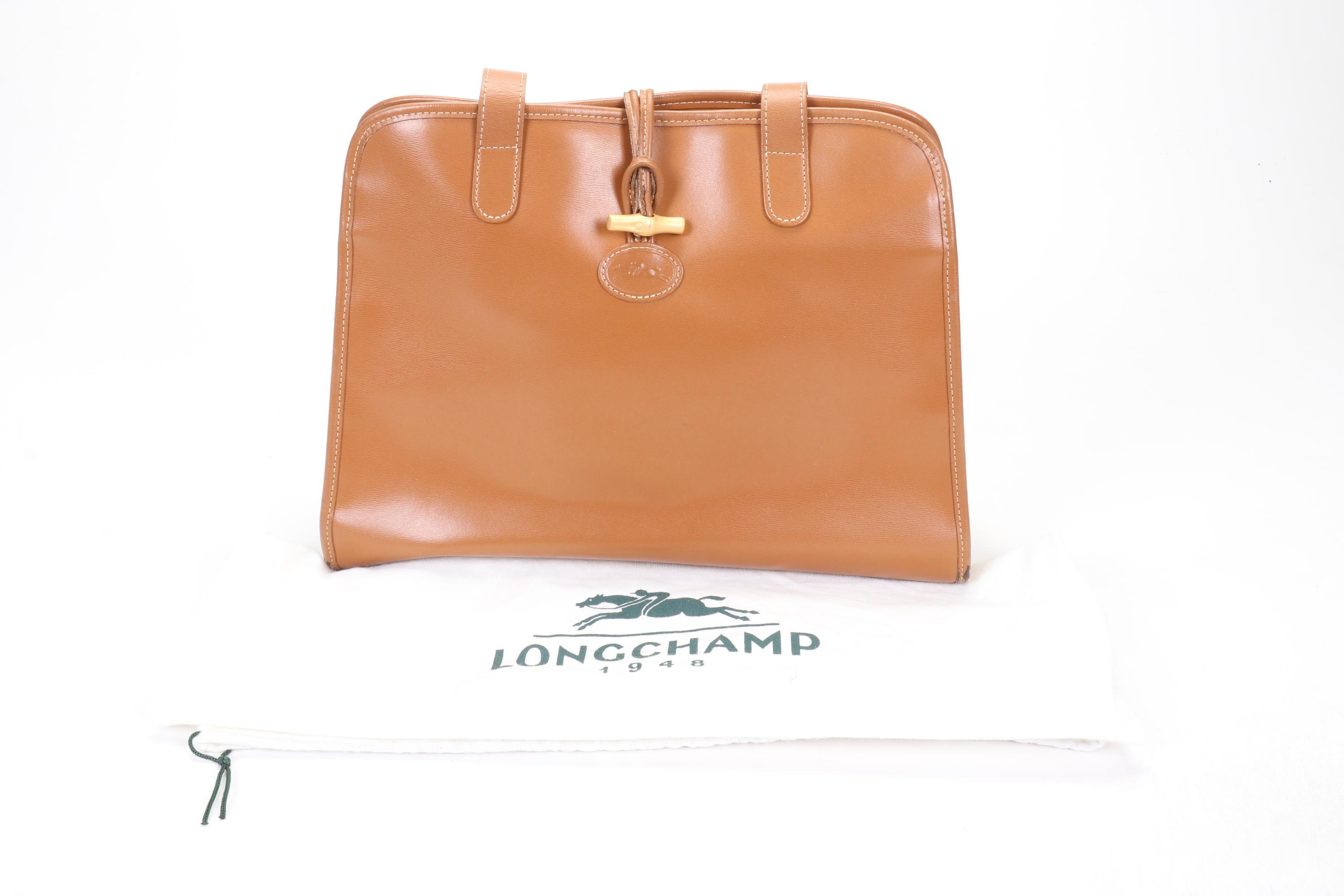 Longchamp Roseau Caramel Leather Tote Bag